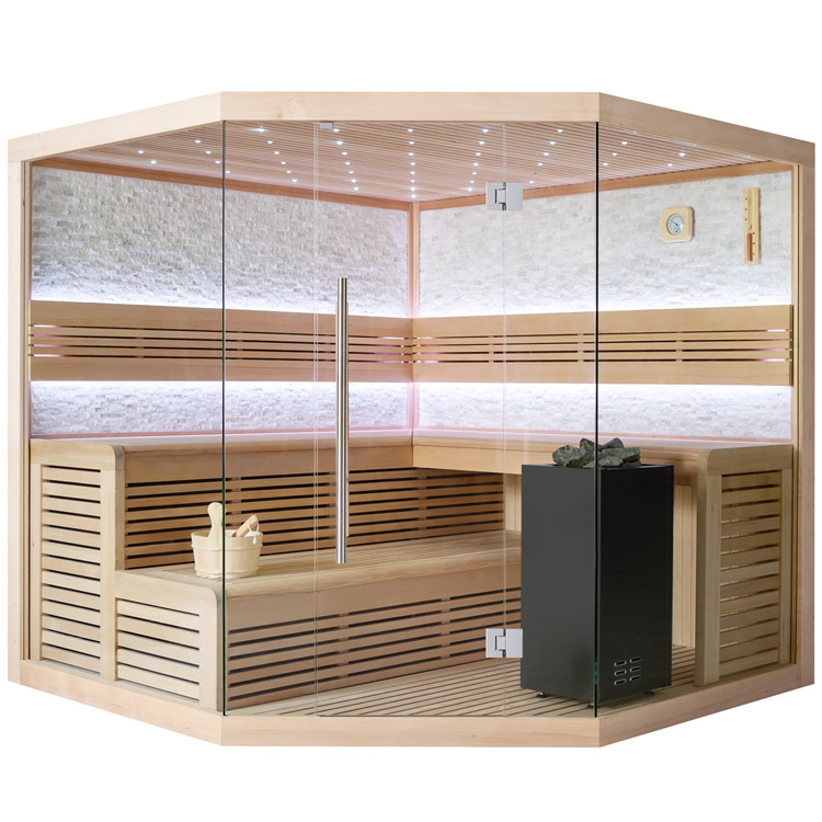 Finse Sauna | Hemlock | 220x220 | 9kW Virta Bi-O | O6656N galerijafbeelding 3