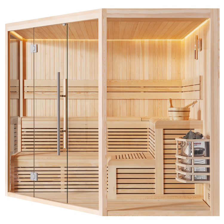 Finse Sauna | Dennen | 240x240 | 9kW Viking Bi-O | O6351K galerijafbeelding 2