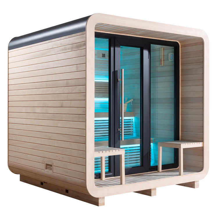 Hoofdafbeelding: Finse Sauna | Hemlock | 250x250 | 9kW EOS BiO-Cubo | HAXABJA25