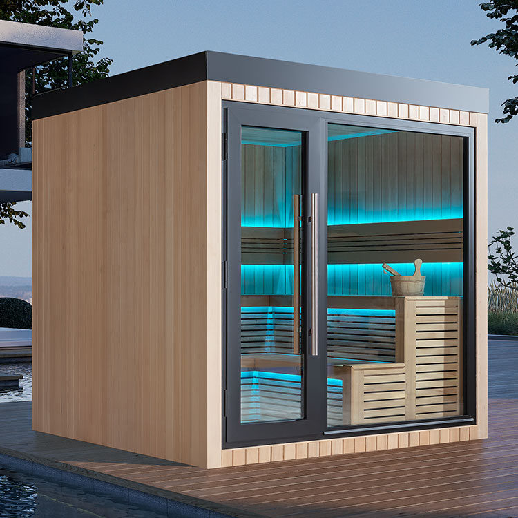 Hoofdafbeelding: Finse Sauna | Hemlock | 235x235 | 9kW EOS BiO-Cubo | HAXABJA35