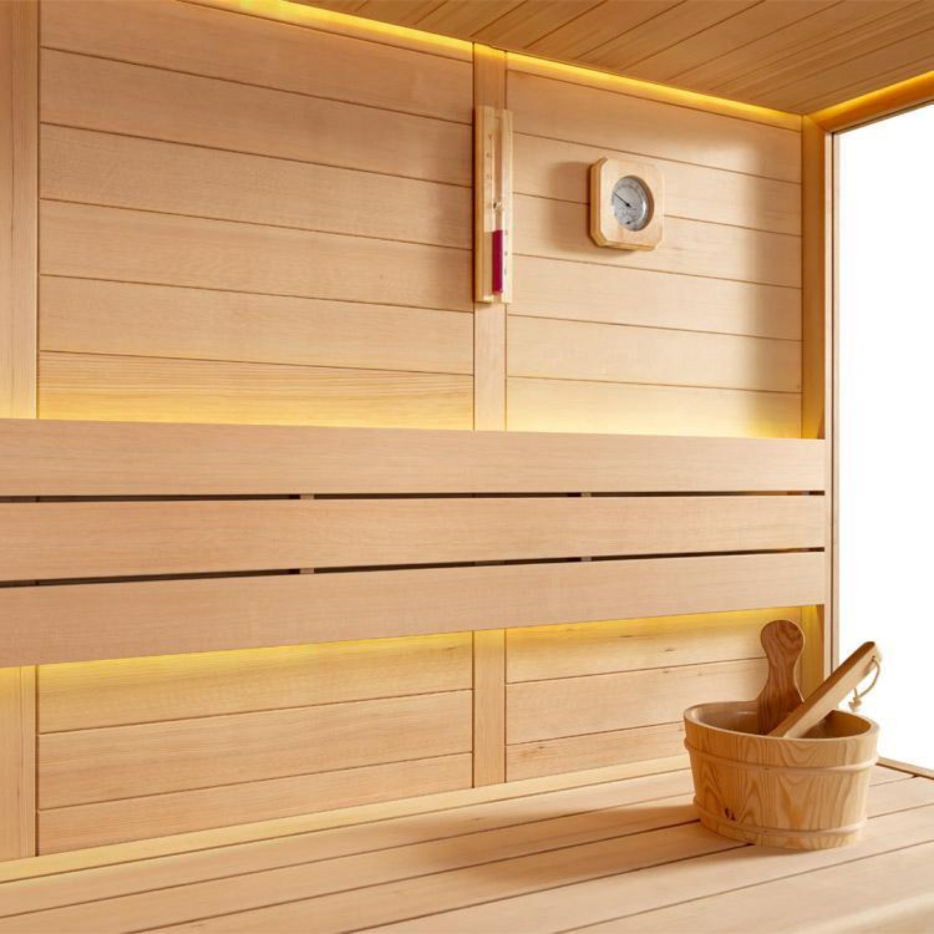 Finse Sauna | XL | Hemlock | 220x220 | 9kW Cilindro | LRE2S galerijafbeelding 4
