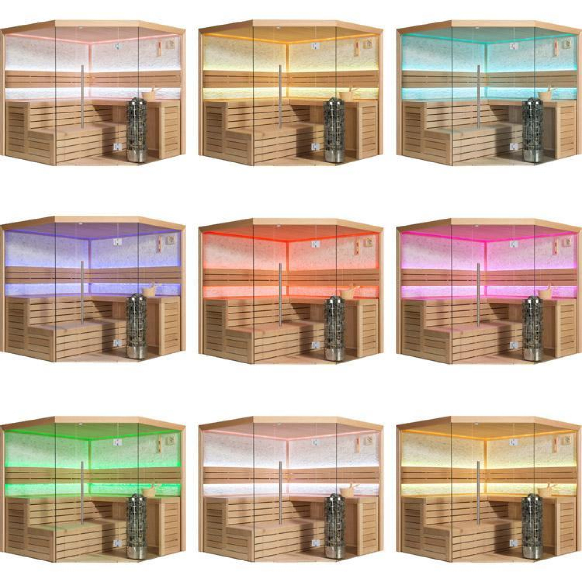 Finse Sauna | XL | Hemlock | 220x220 | 9kW Cilindro | LRE2S galerijafbeelding 6