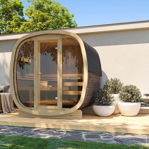 Sauna Barrel Erzberg | Vurenhout | 216x216x160 | Zonder saunakachel | 8865876 galerijafbeelding 1