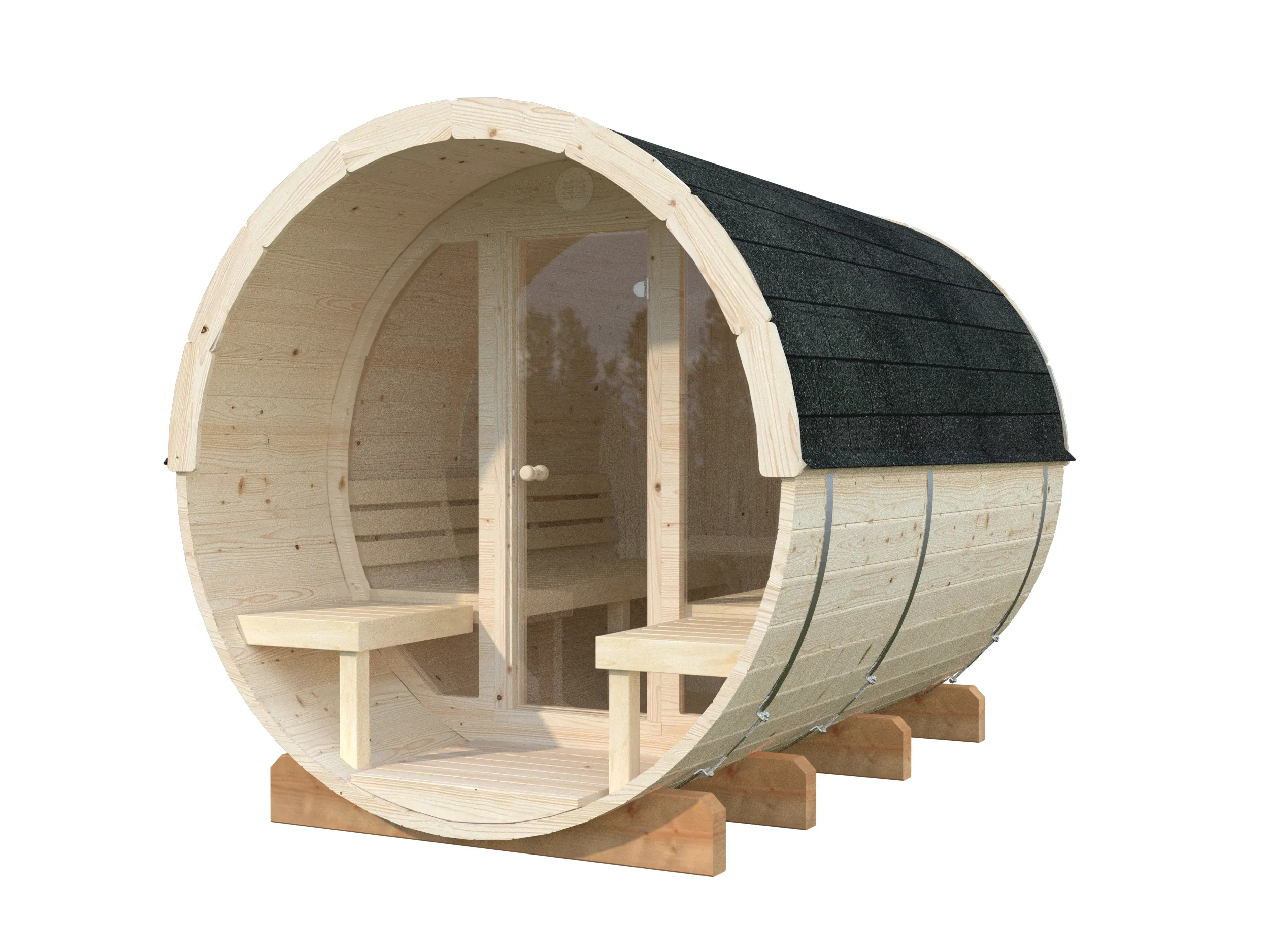 Sauna Barrel Anita | Vurenhout | 220x220x294 | Zonder saunakachel | 8566764