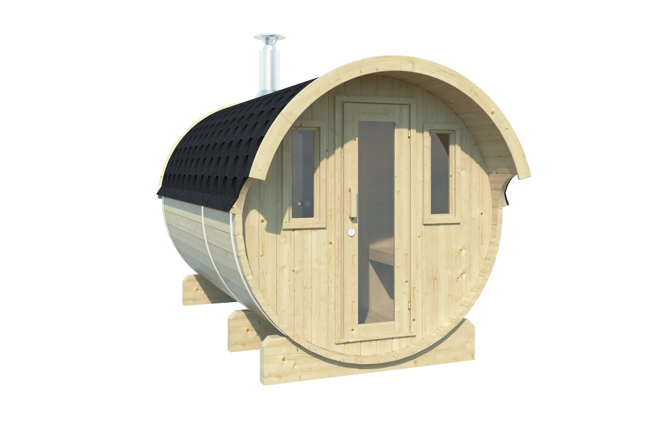 Hoofdafbeelding: Sauna Barrel Zwartewoud | Vurenhout | 204x204x330 | Zonder saunakachel | 8865694