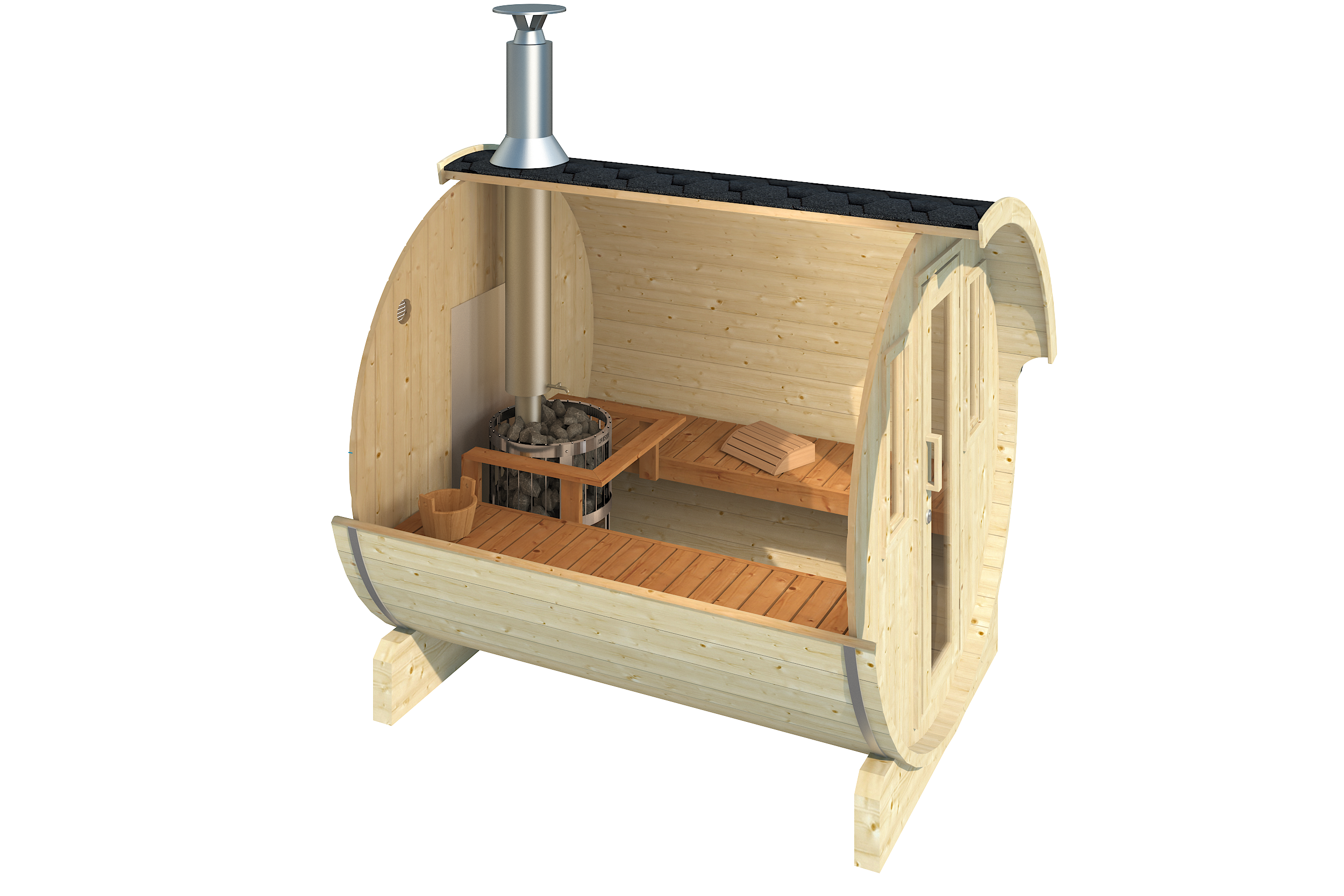 Sauna Barrel Odenwoud | Vurenhout | 204x204x235 | Zonder saunakachel | 8865589