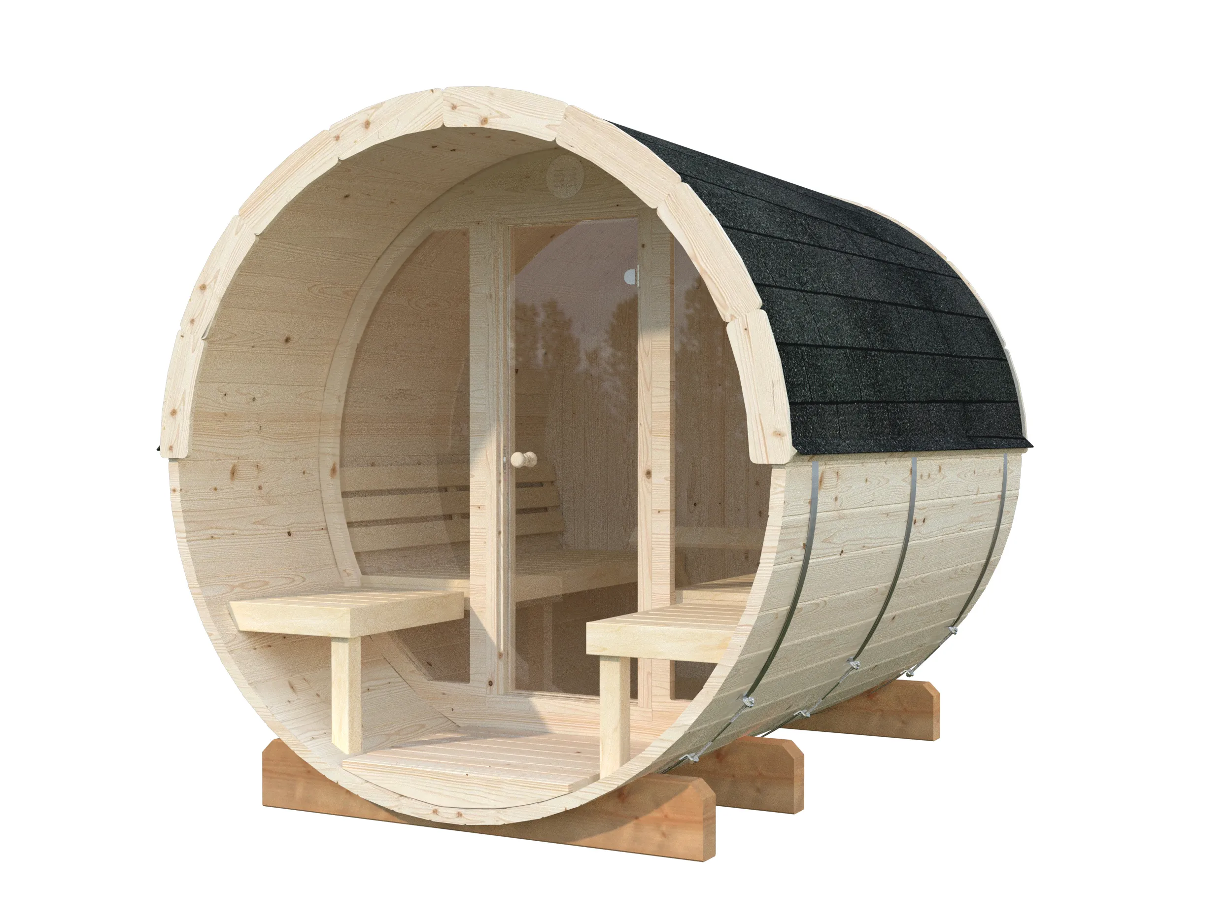 Sauna Barrel Anita | Vurenhout | 220x220x254 | Zonder saunakachel | 8566671