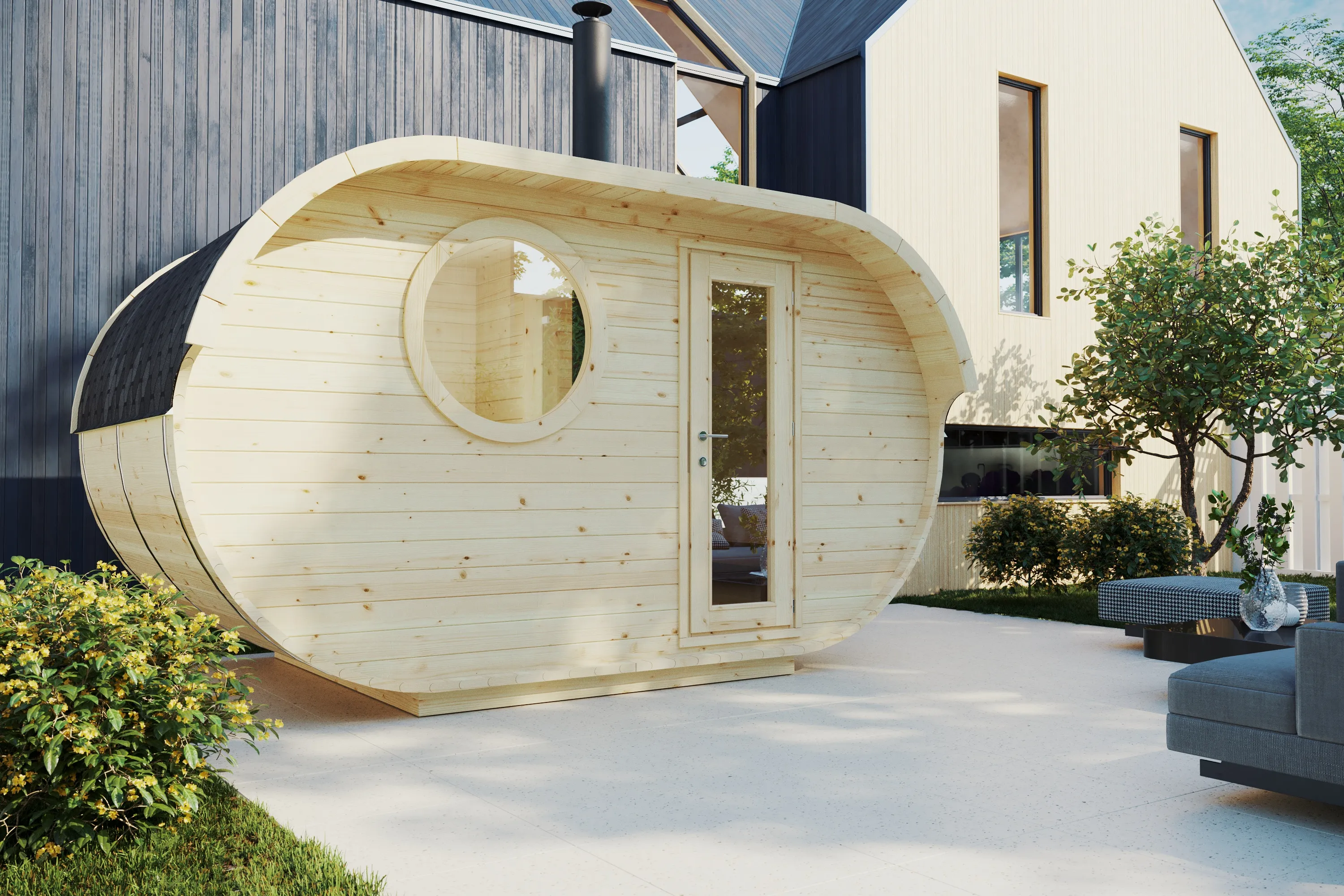 Hoofdafbeelding: Sauna Barrel Lumi | Vurenhout | 411x244x244 | Zonder saunakachel | YH795Q8A72JJ