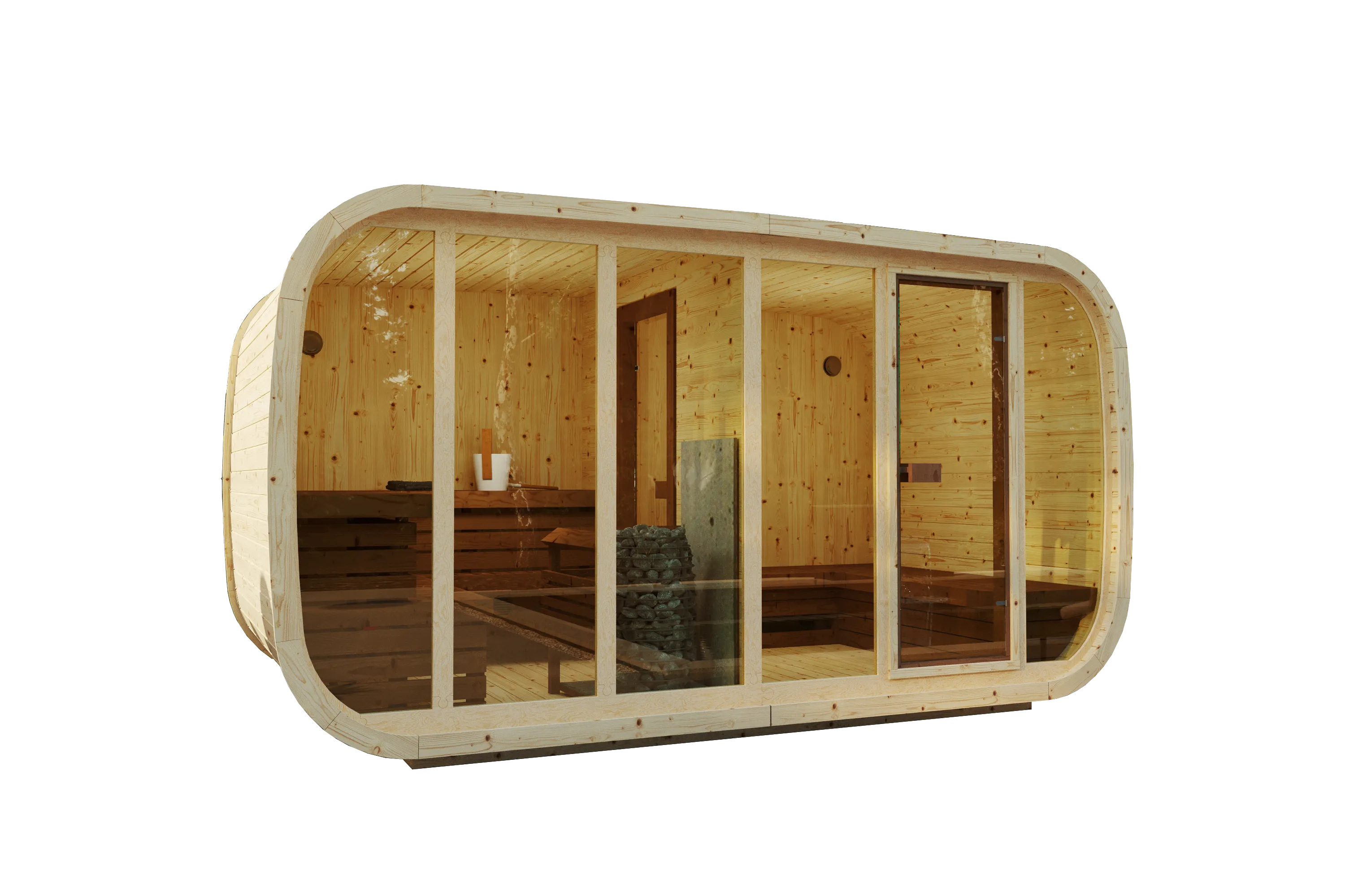 Hoofdafbeelding: Sauna Barrel Klaar | Vurenhout | 230x230x360 | Zonder saunakachel | Xy785J67JJ