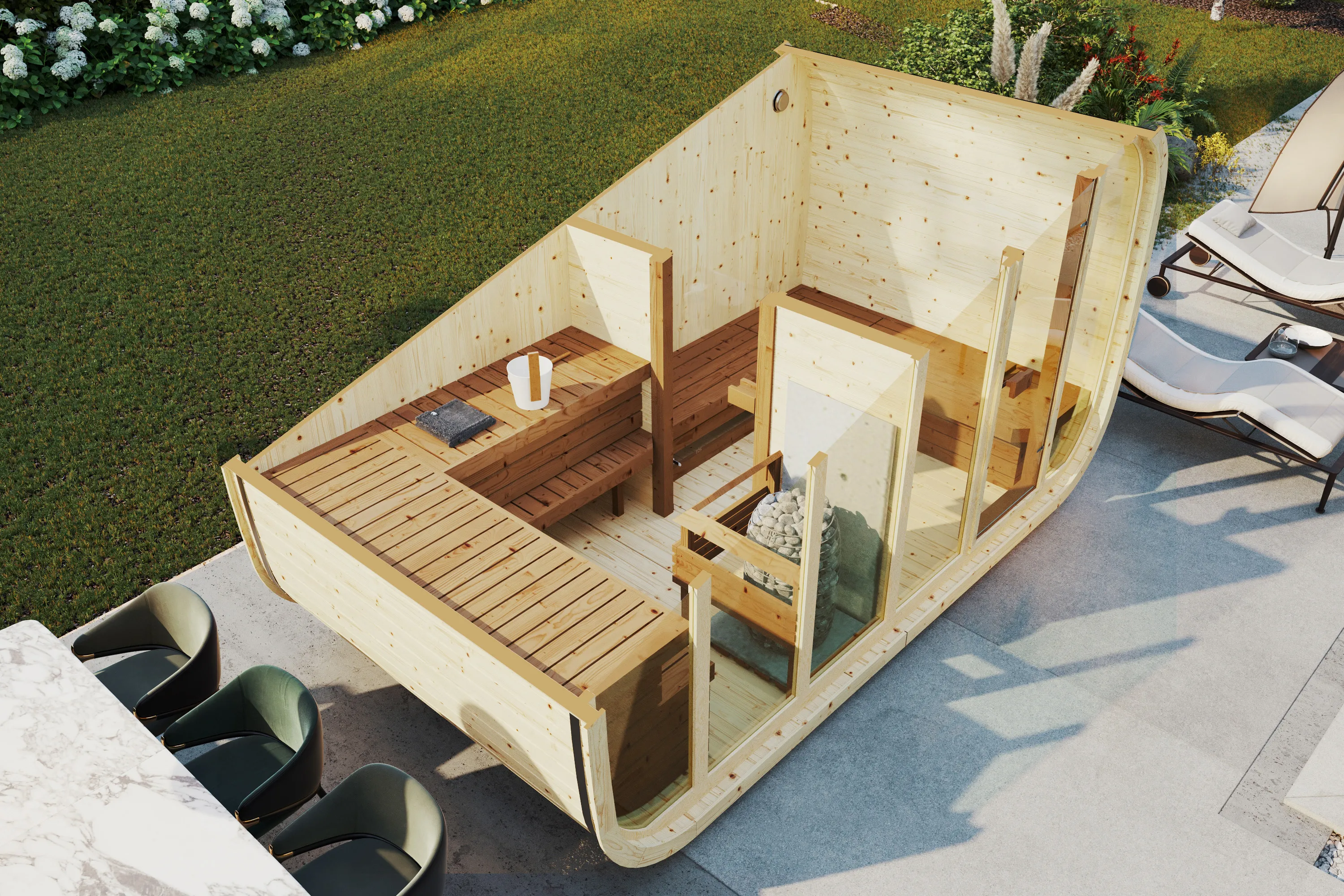 Sauna Barrel Klaar | Vurenhout | 230x230x360 | Zonder saunakachel | Xy785J67JJ galerijafbeelding 2