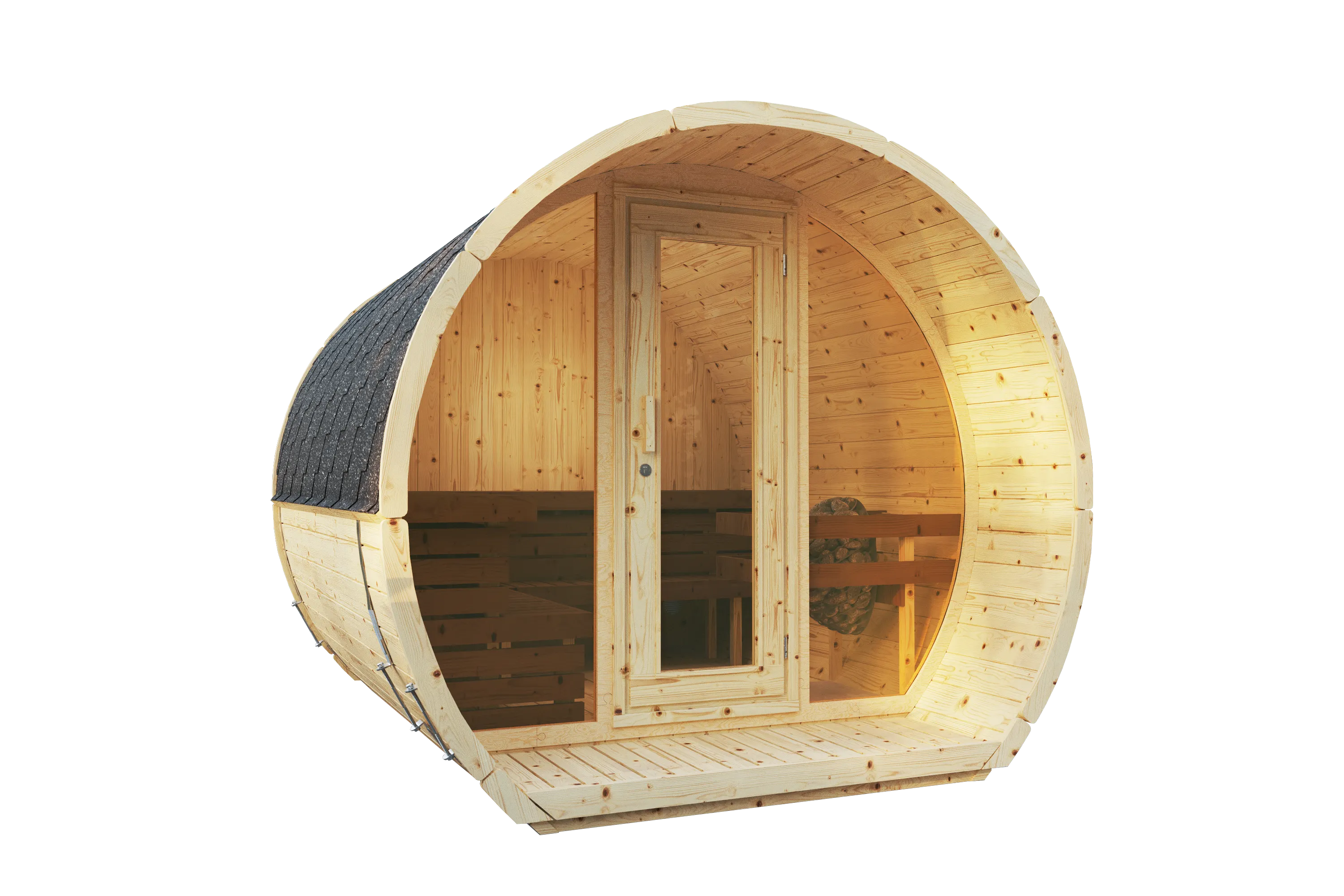 Hoofdafbeelding: Sauna Barrel Susi | Vurenhout | 265x265x280 | Zonder saunakachel | FH735JJgx