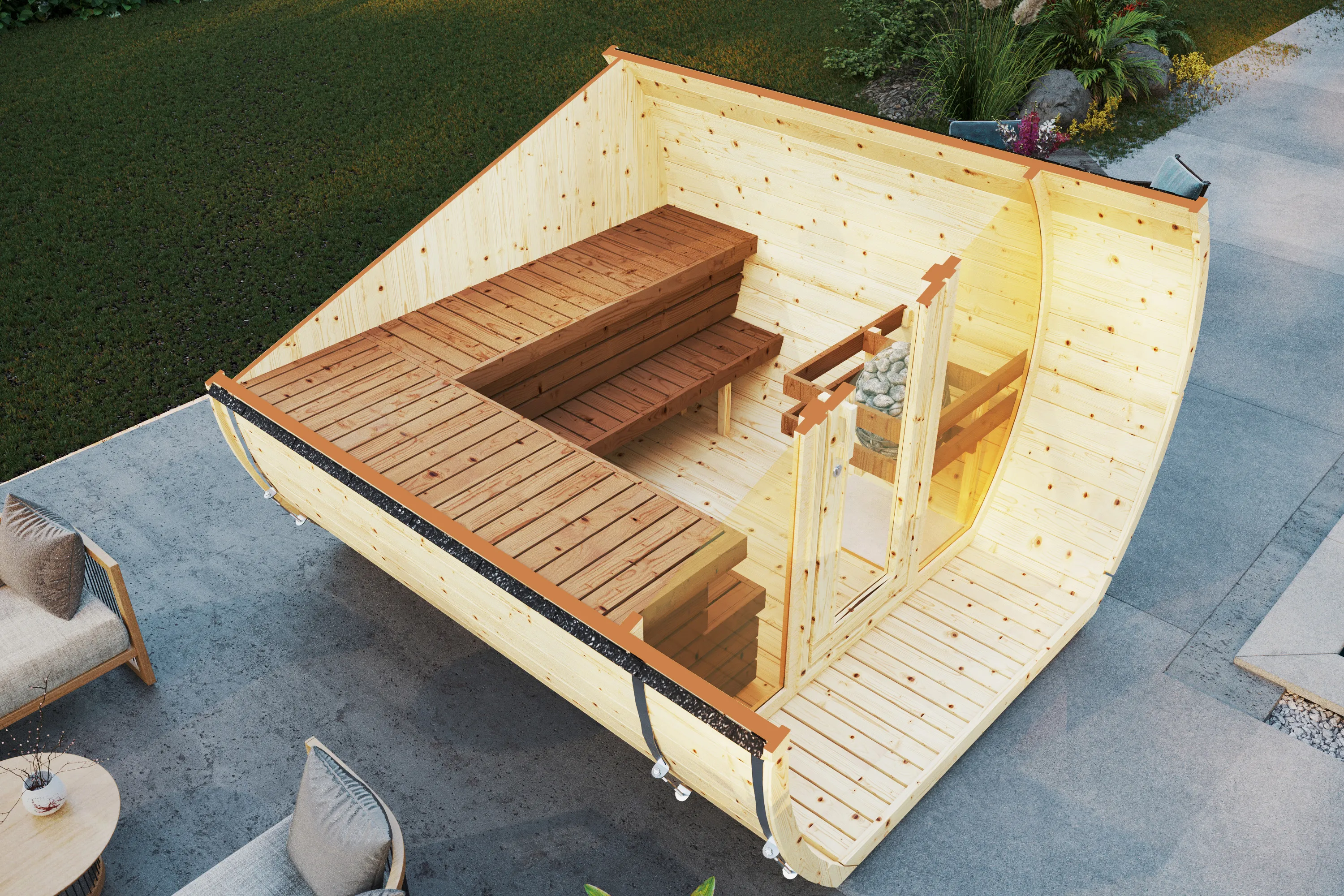 Sauna Barrel Susi | Vurenhout | 265x265x280 | Zonder saunakachel | FH735JJgx galerijafbeelding 2
