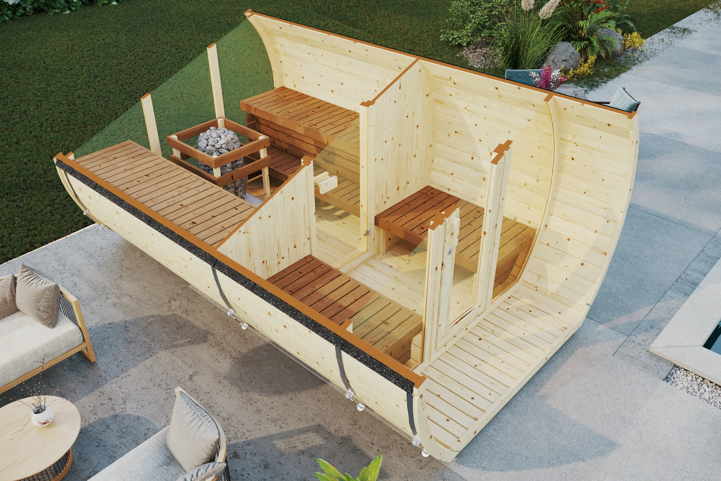Sauna Barrel Susi | Vurenhout | 265x230x400 | Zonder saunakachel | FH955JJgx galerijafbeelding 2