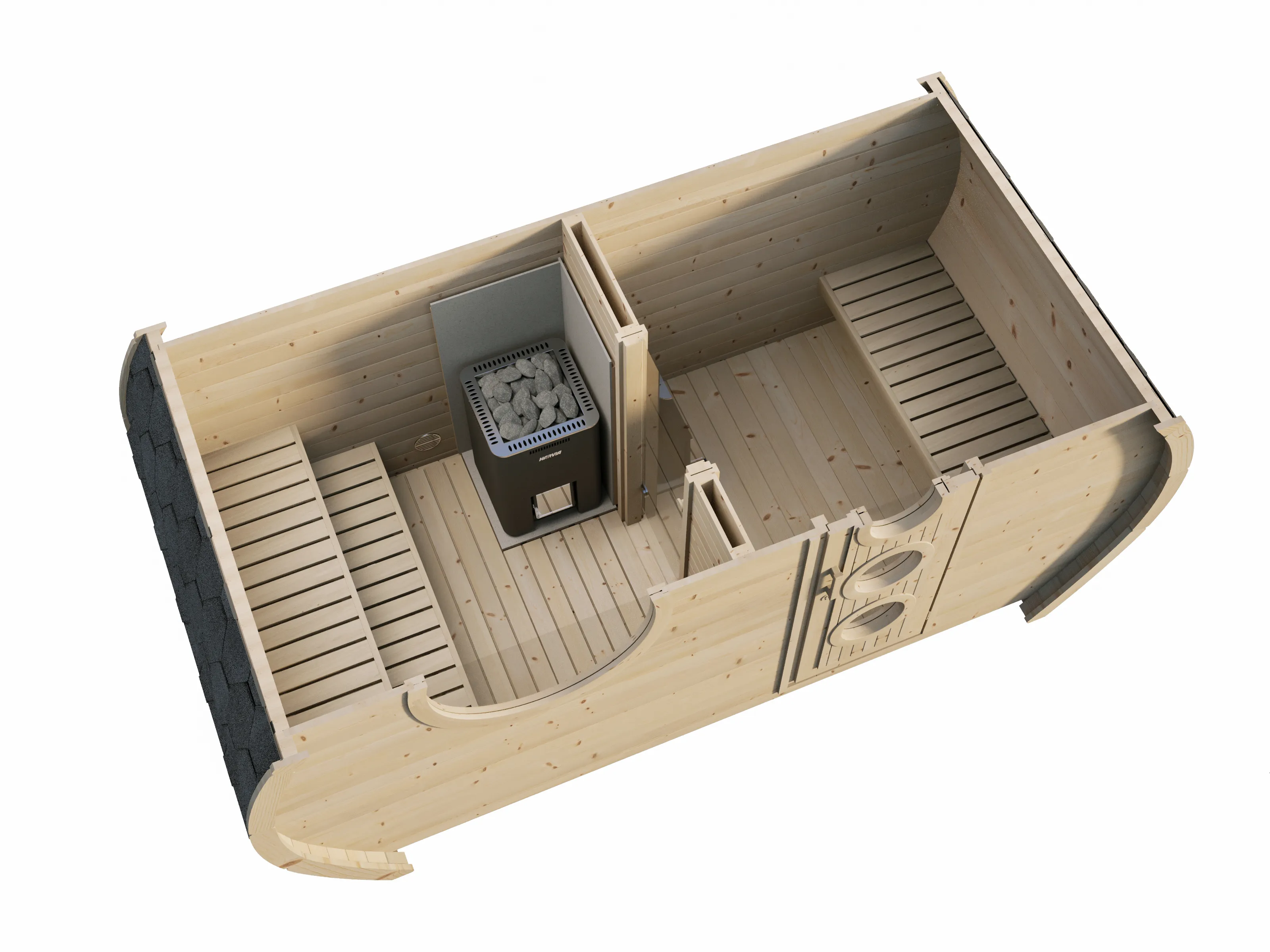 Sauna Barrel Frodo | Vurenhout | 406x194x194 | Zonder saunakachel | FJ625646 galerijafbeelding 2