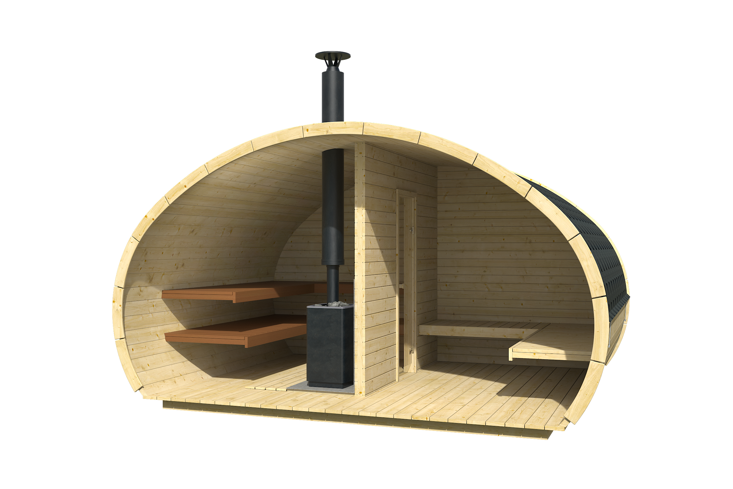 Sauna Barrel Frodo | Vurenhout | 405x405x300 | Zonder saunakachel | FJ625776 galerijafbeelding 3