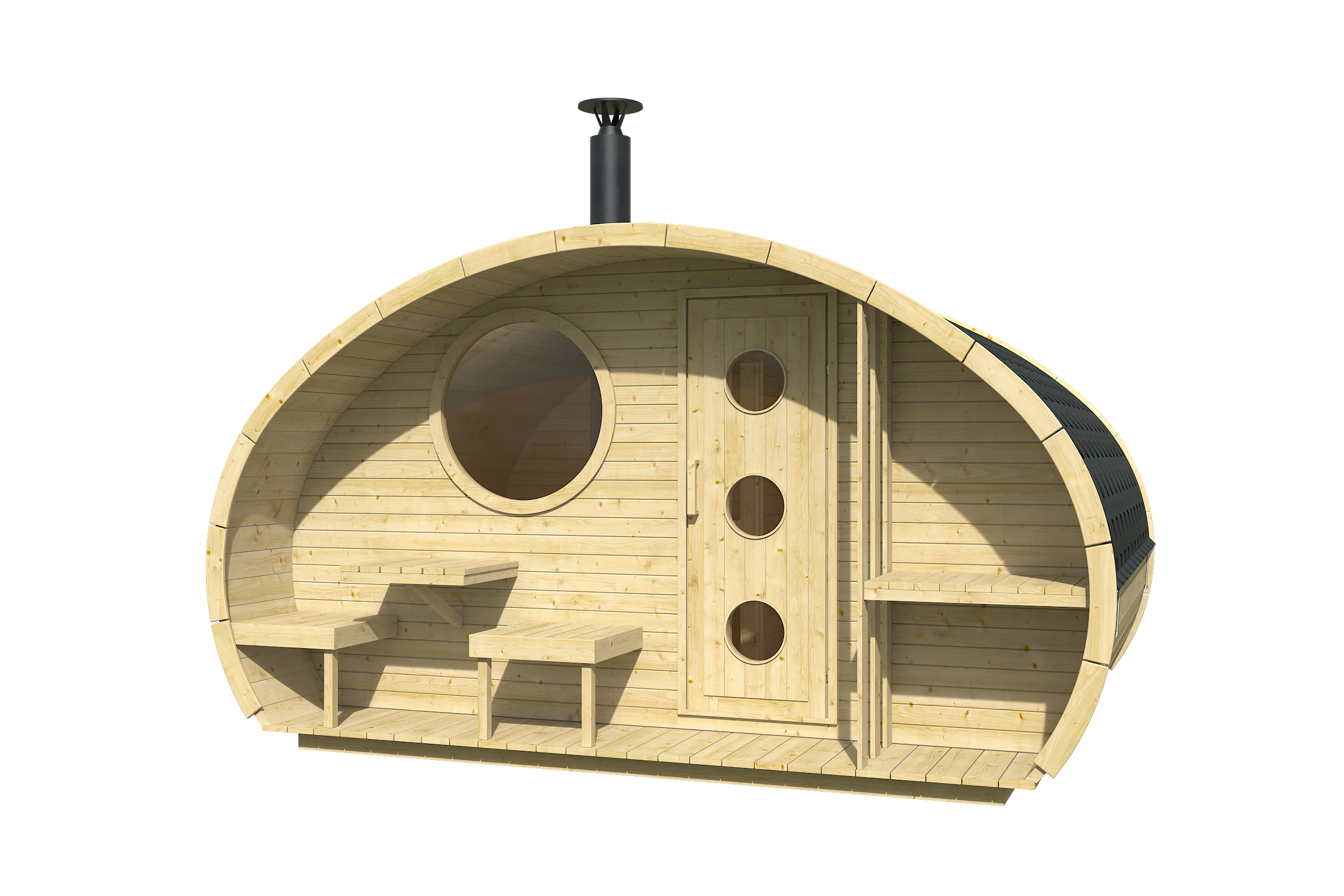 Sauna Barrel Frodo | Vurenhout | 405x405x300 | Zonder saunakachel | FJ625776 galerijafbeelding 4