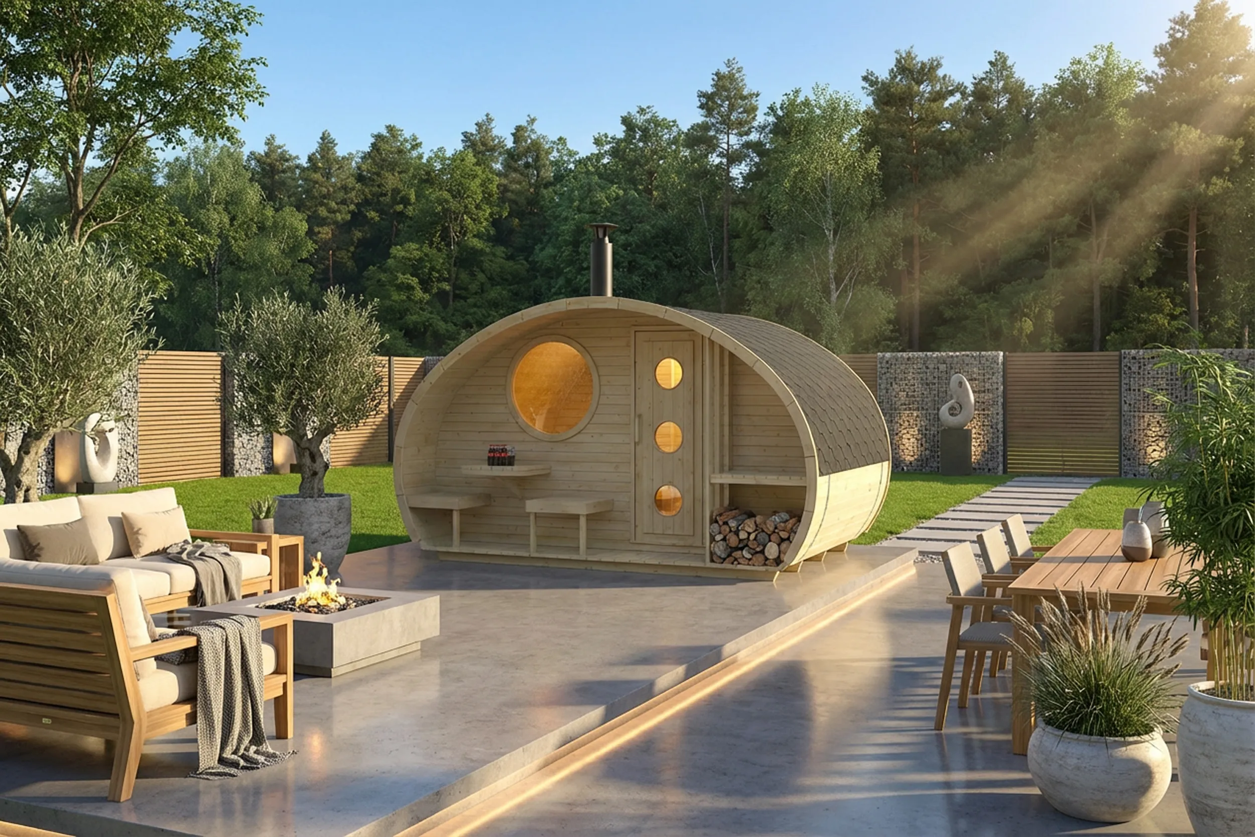 Sauna Barrel Frodo | Vurenhout | 405x405x300 | Zonder saunakachel | FJ625776 galerijafbeelding 5