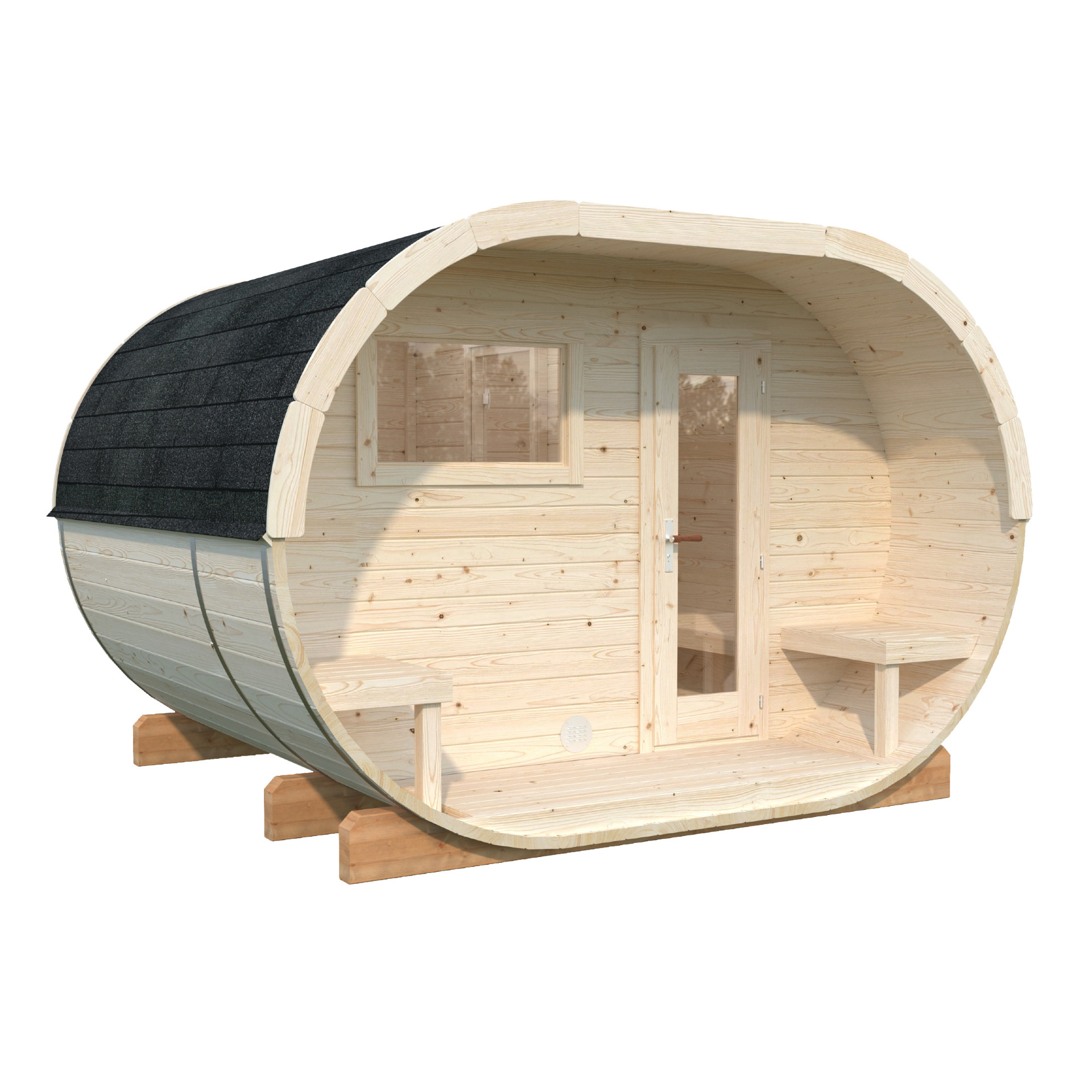 Sauna Barrel Anette | Vurenhout | 334x250x274 | Zonder saunakachel | 8565945