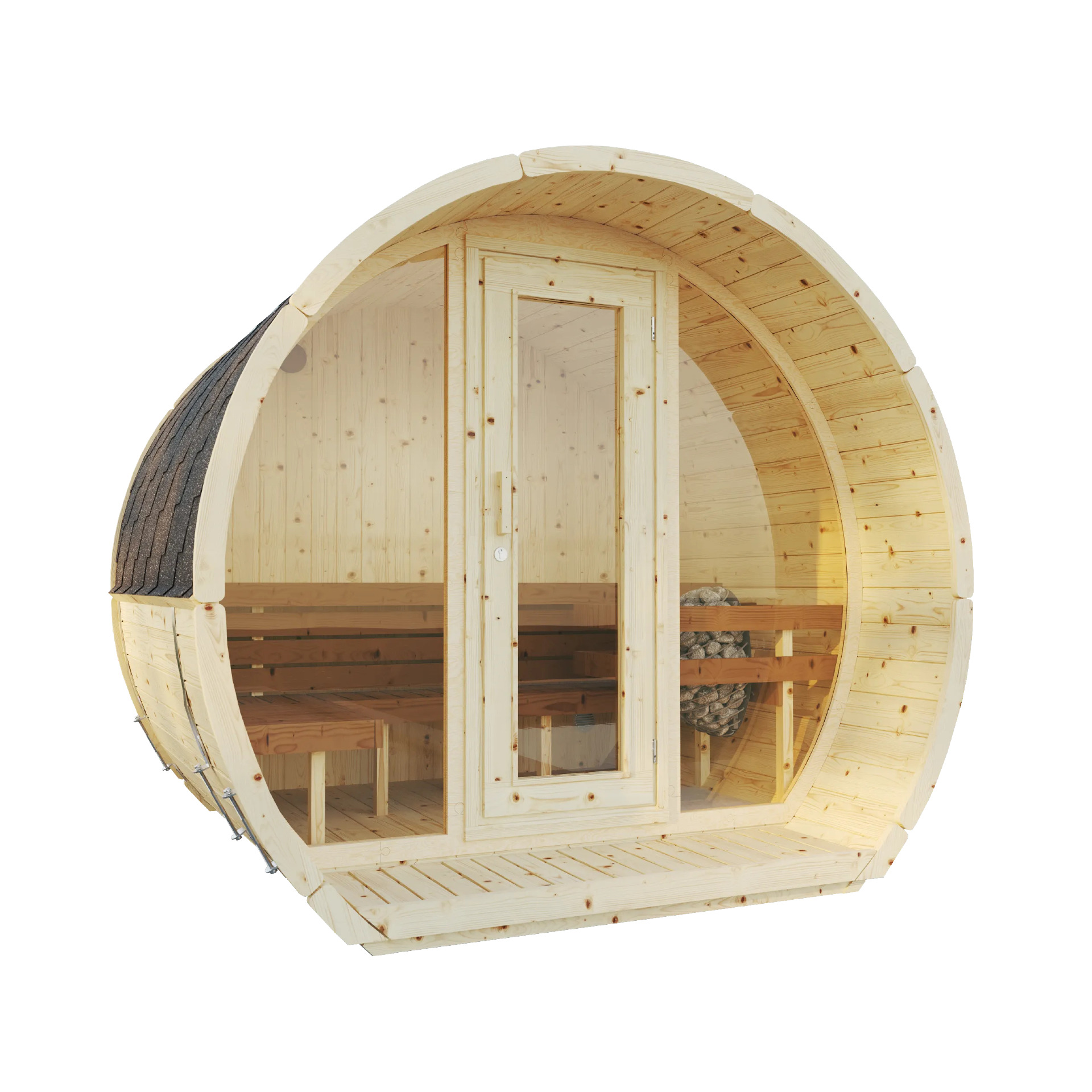 Hoofdafbeelding: Sauna Barrel Susi | Vurenhout | 265x230x200 | Zonder saunakachel | FH755JJgx