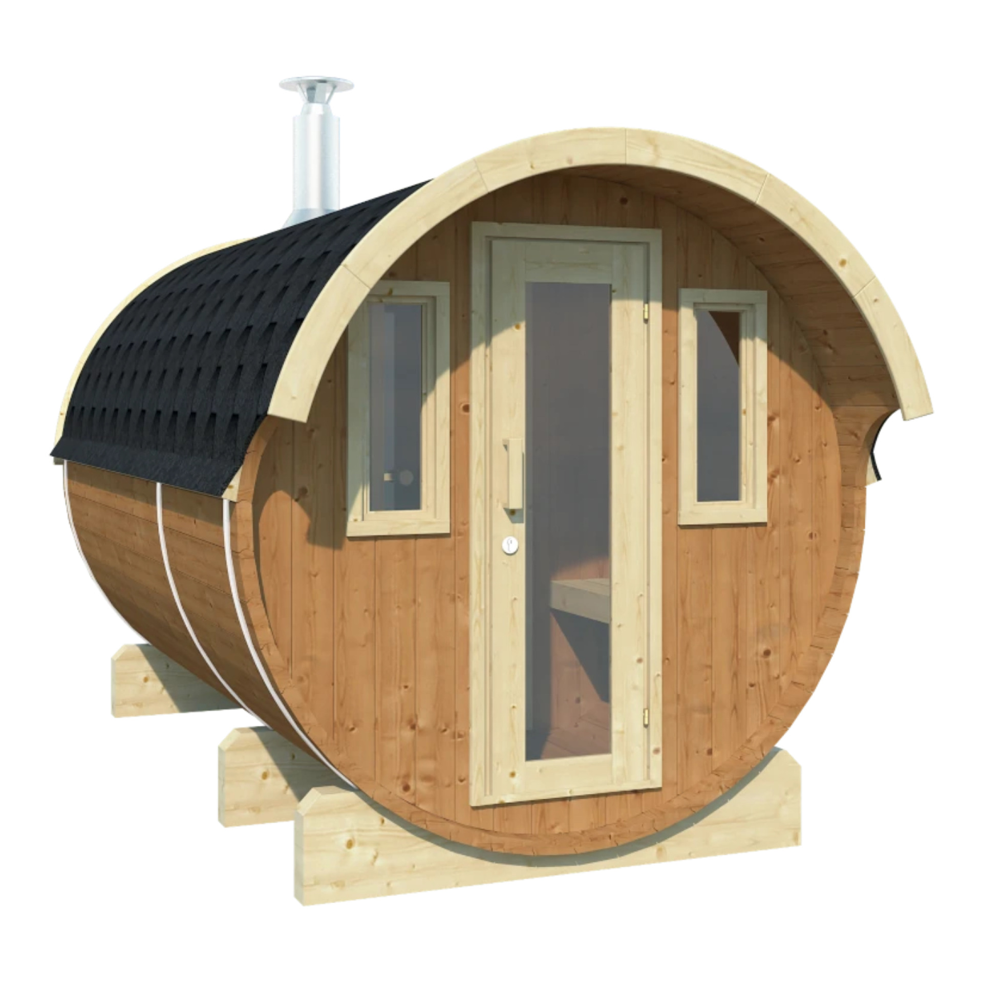 Hoofdafbeelding: Sauna Barrel Zwartewoud | Vurenhout | 204x204x330 | Zonder saunakachel | 8865754