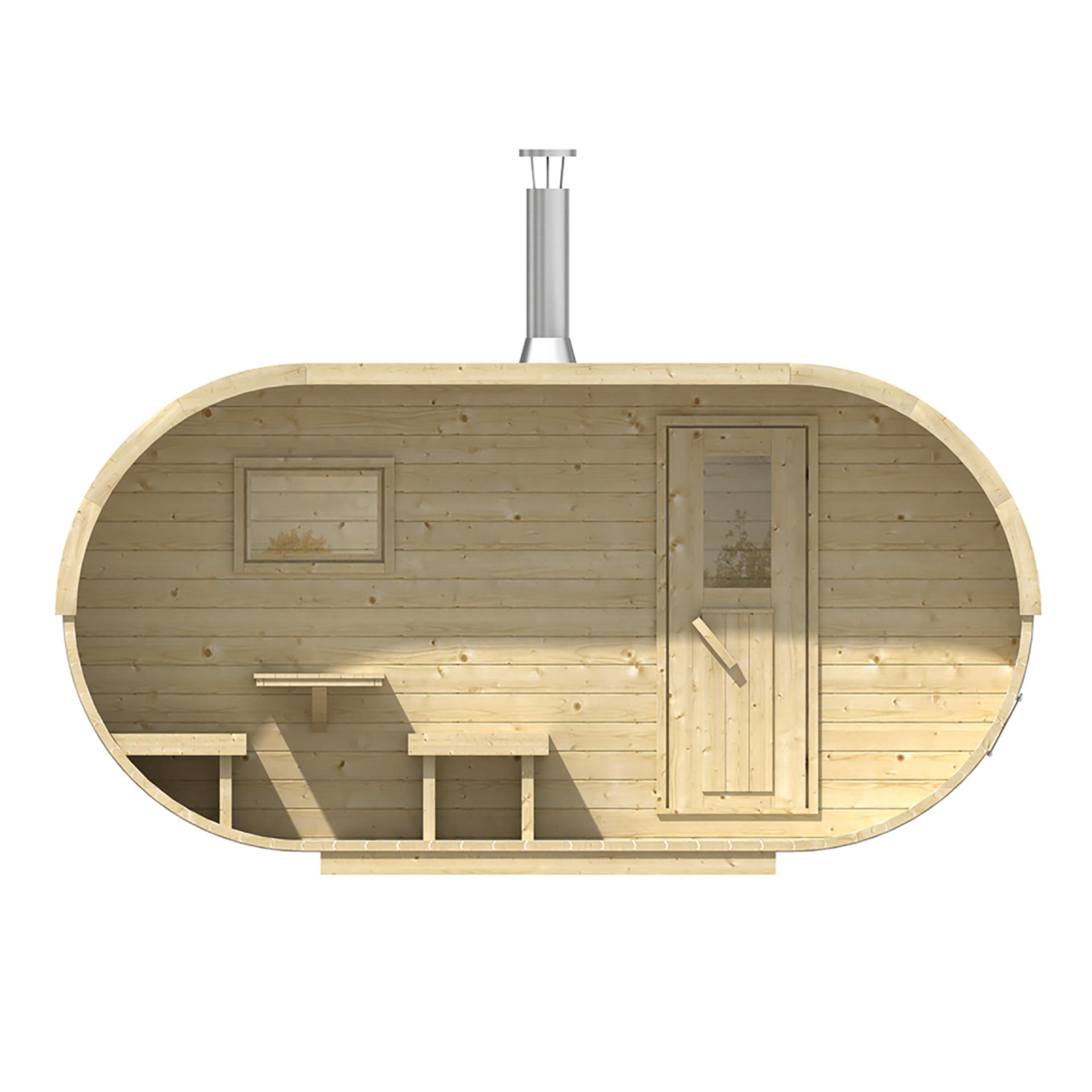 Hoofdafbeelding: Sauna Barrel Ovalis | Vurenhout | 405x216x230 | Zonder saunakachel | 8505746