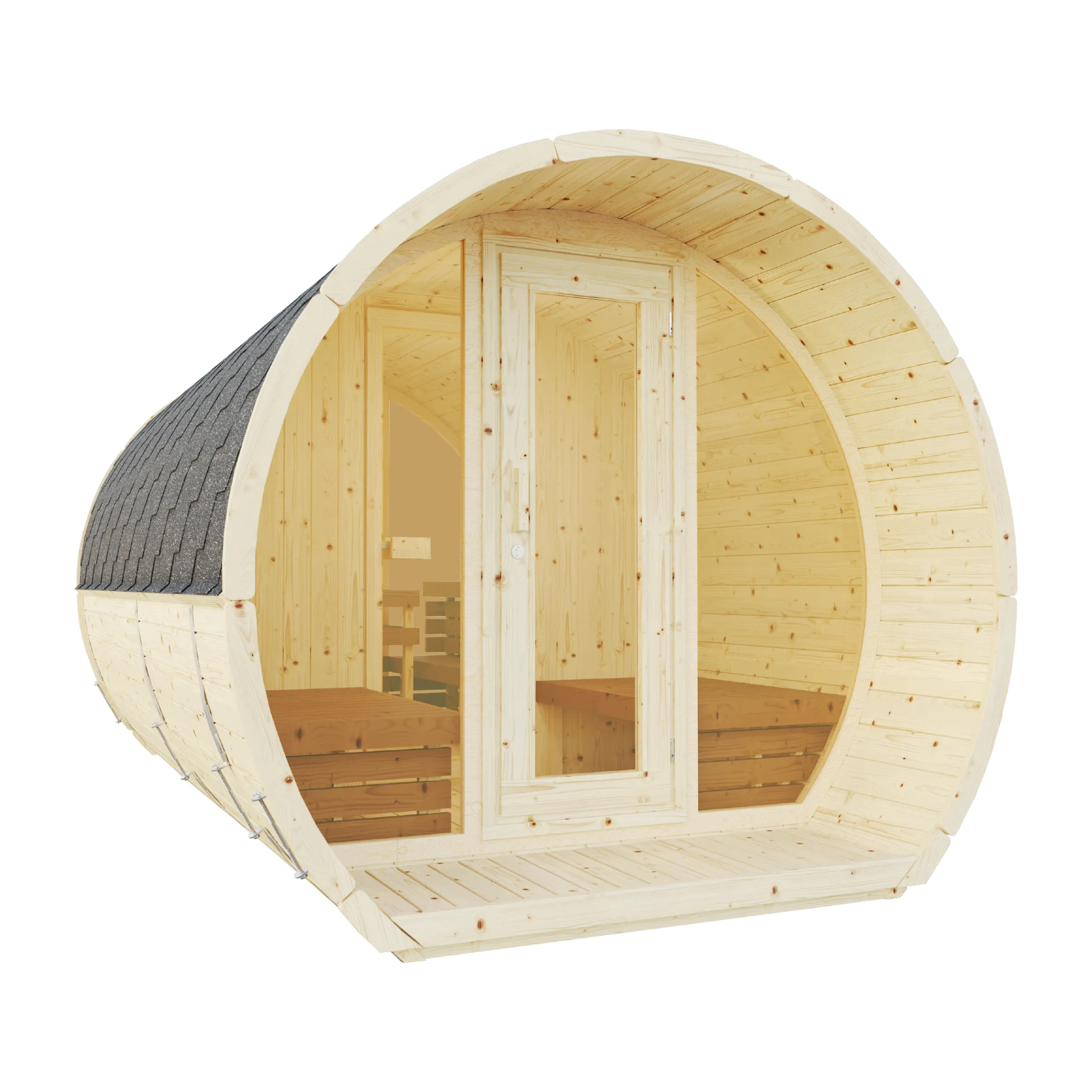 Hoofdafbeelding: Sauna Barrel Susi | Vurenhout | 265x230x400 | Zonder saunakachel | FH955JJgx
