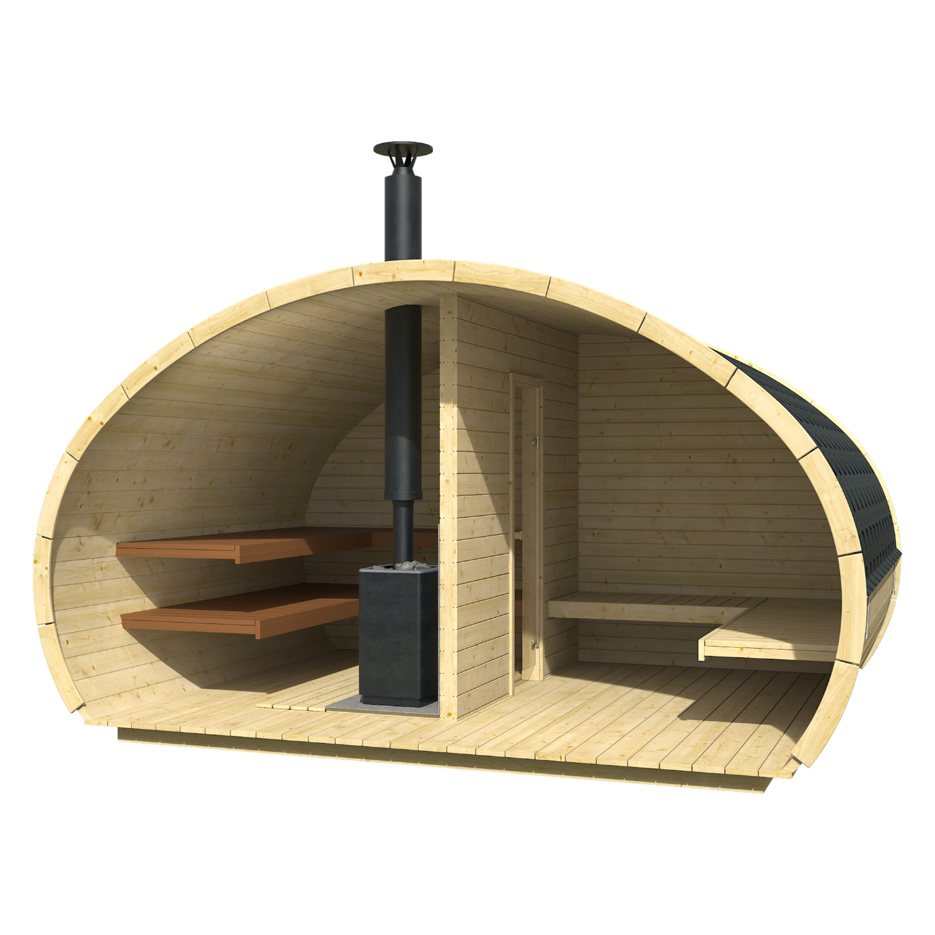 Hoofdafbeelding: Sauna Barrel Frodo | Vurenhout | 405x405x300 | Zonder saunakachel | FJ625776
