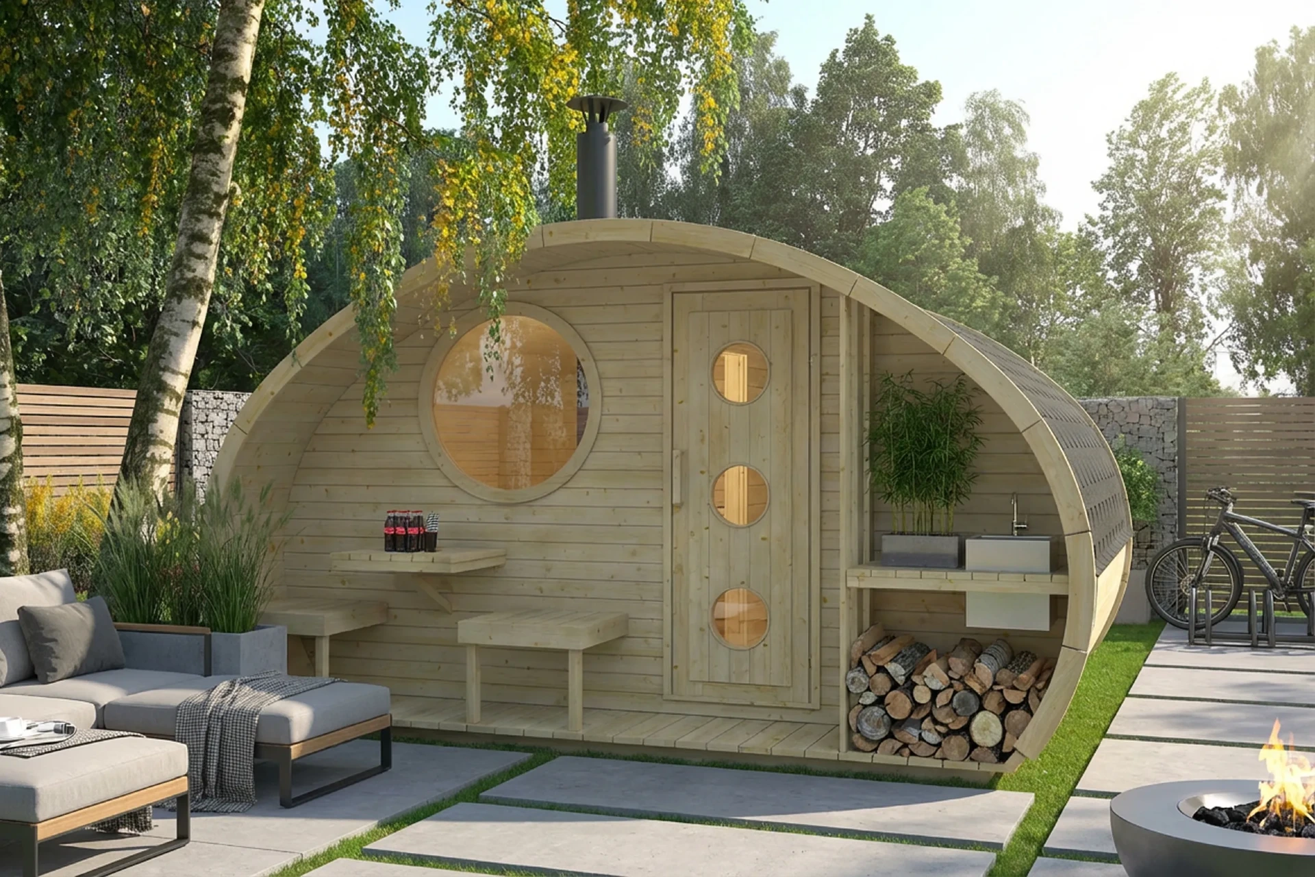 Sauna Barrel Frodo | Vurenhout | 405x405x300 | Zonder saunakachel | FJ625776 galerijafbeelding 6