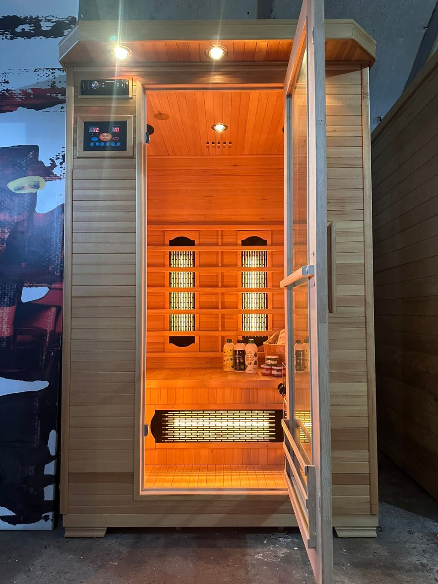 Hoofdafbeelding: Combi Sauna | Full Spectrum | Hemlock | 120x100 | 3,5kW Vega | RH4MX