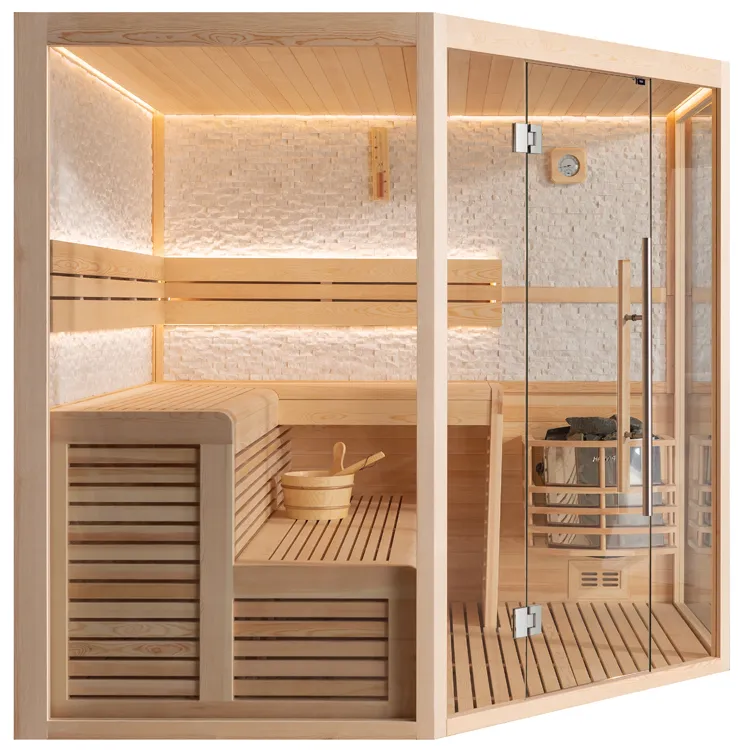 Finse Sauna | Dennen | 220x220 | 9kW Viking Bi-O | HAXABJA18 galerijafbeelding 1