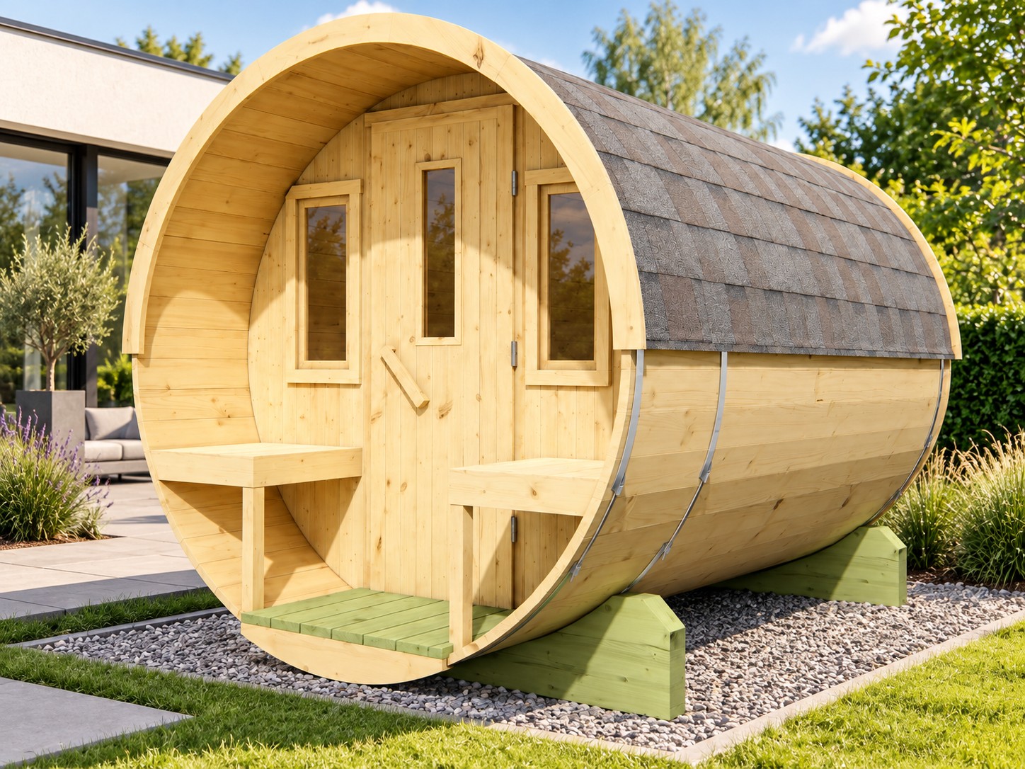 Barrel sauna | Vurenhout | 120x300 | Zonder kachel | VCAL41 galerijafbeelding 1