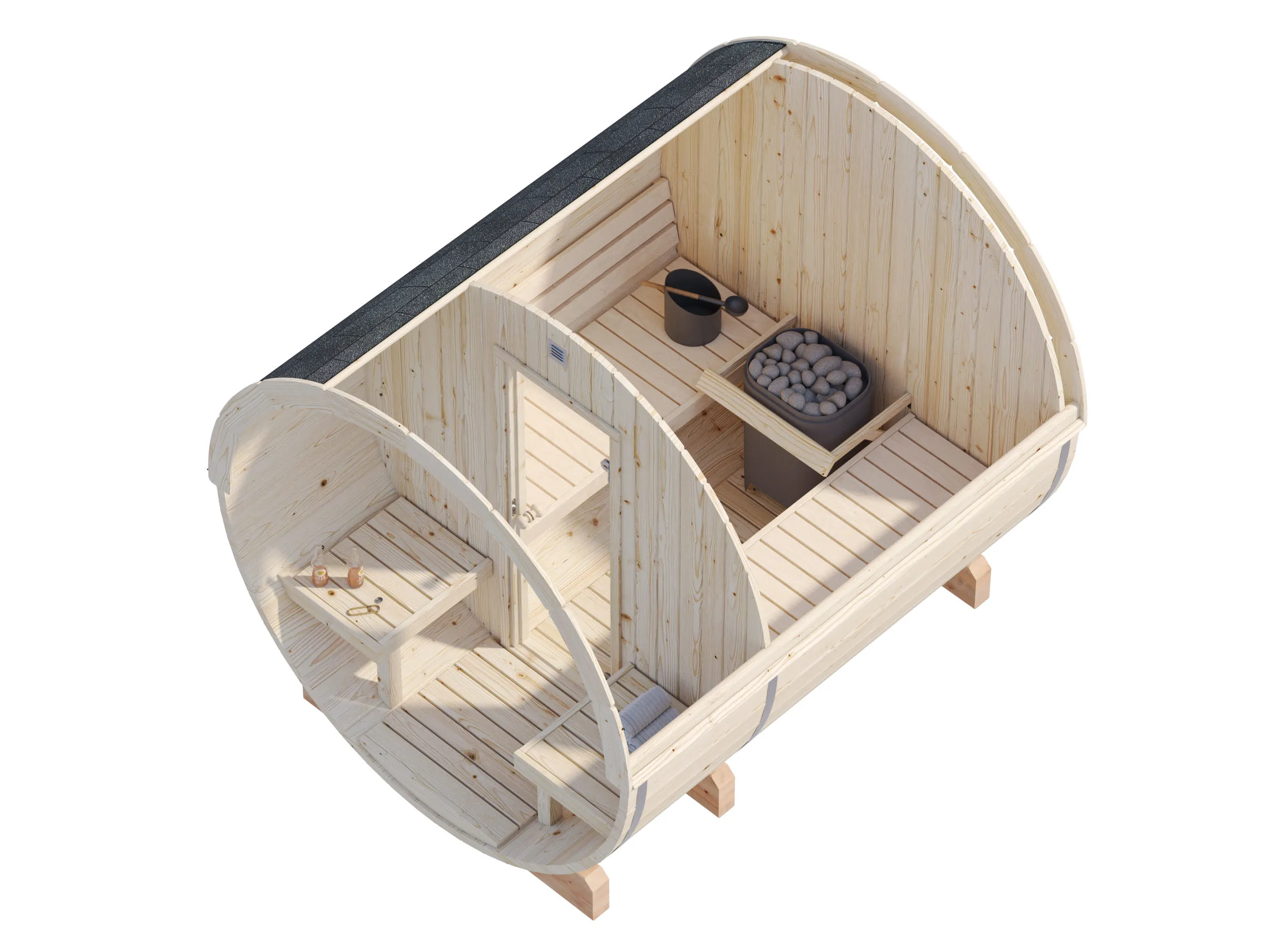 Barrel sauna | Vurenhout | Beschermrooster voor kachel van espen | SWPR71 galerijafbeelding 4