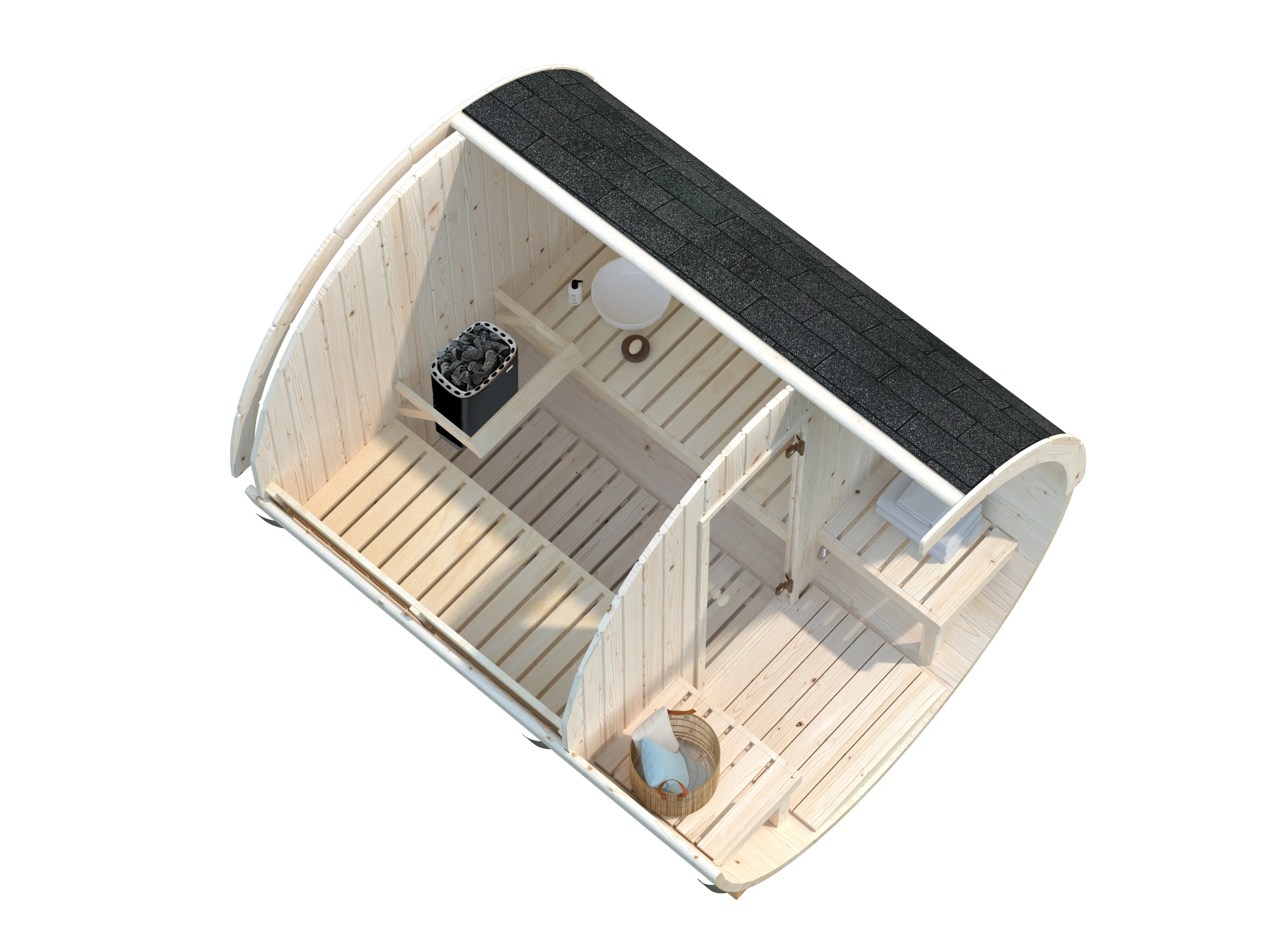 Barrel sauna | Vurenhout | Beschermrooster voor kachel van espen | SWPR71 galerijafbeelding 6