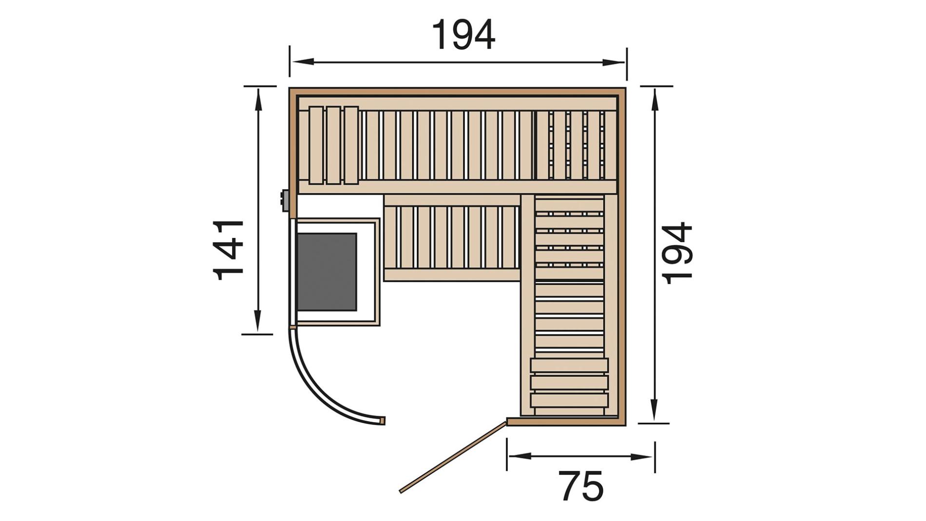 Finse Sauna | Vurenhout | 179x179 | 7,5 kW Klassiekoven met digitale besturing | KYG210 galerijafbeelding 2