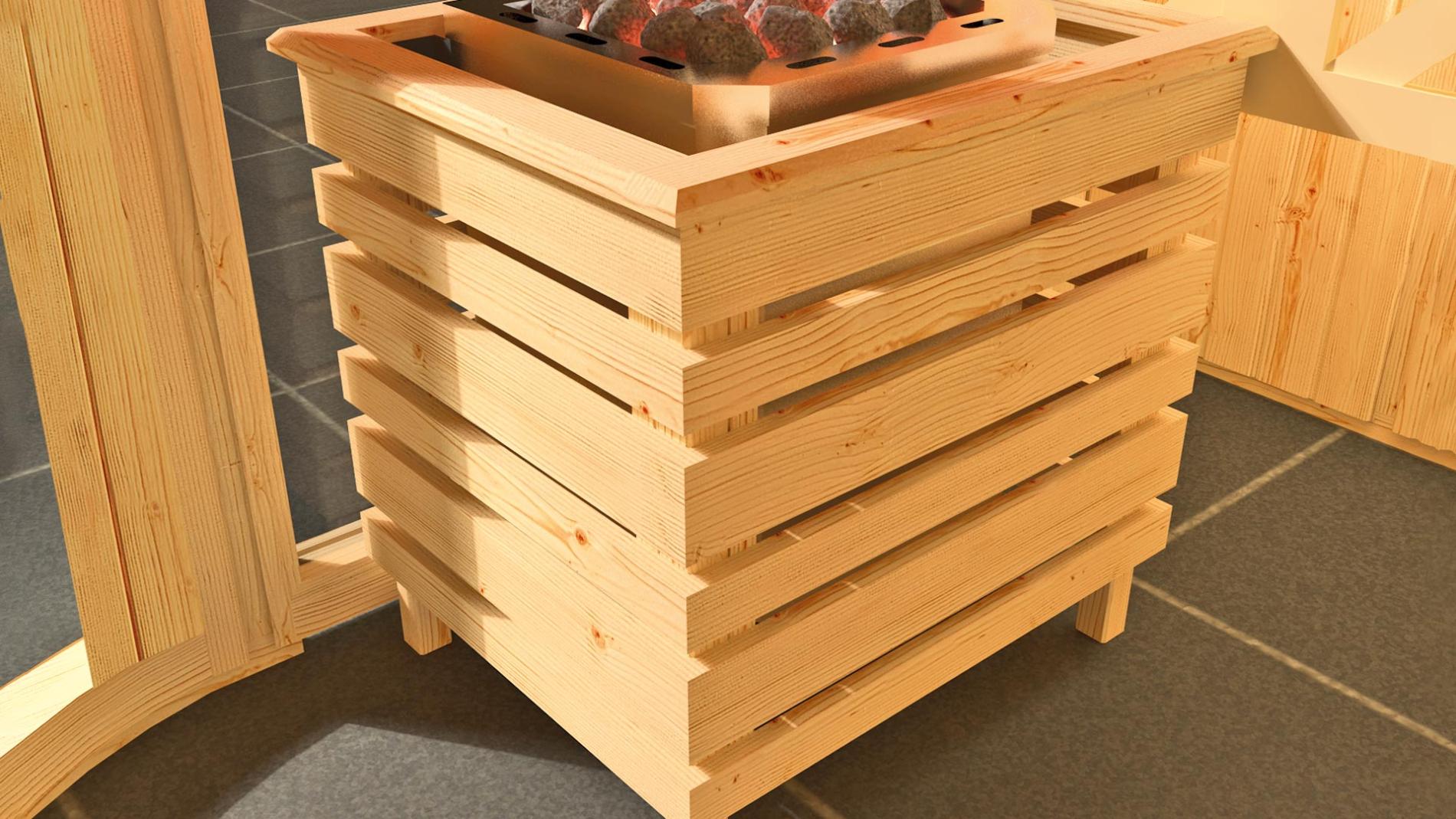 Finse Sauna | Vurenhout | 179x179 | 7,5 kW Klassiekoven met digitale besturing | KYG210 galerijafbeelding 3