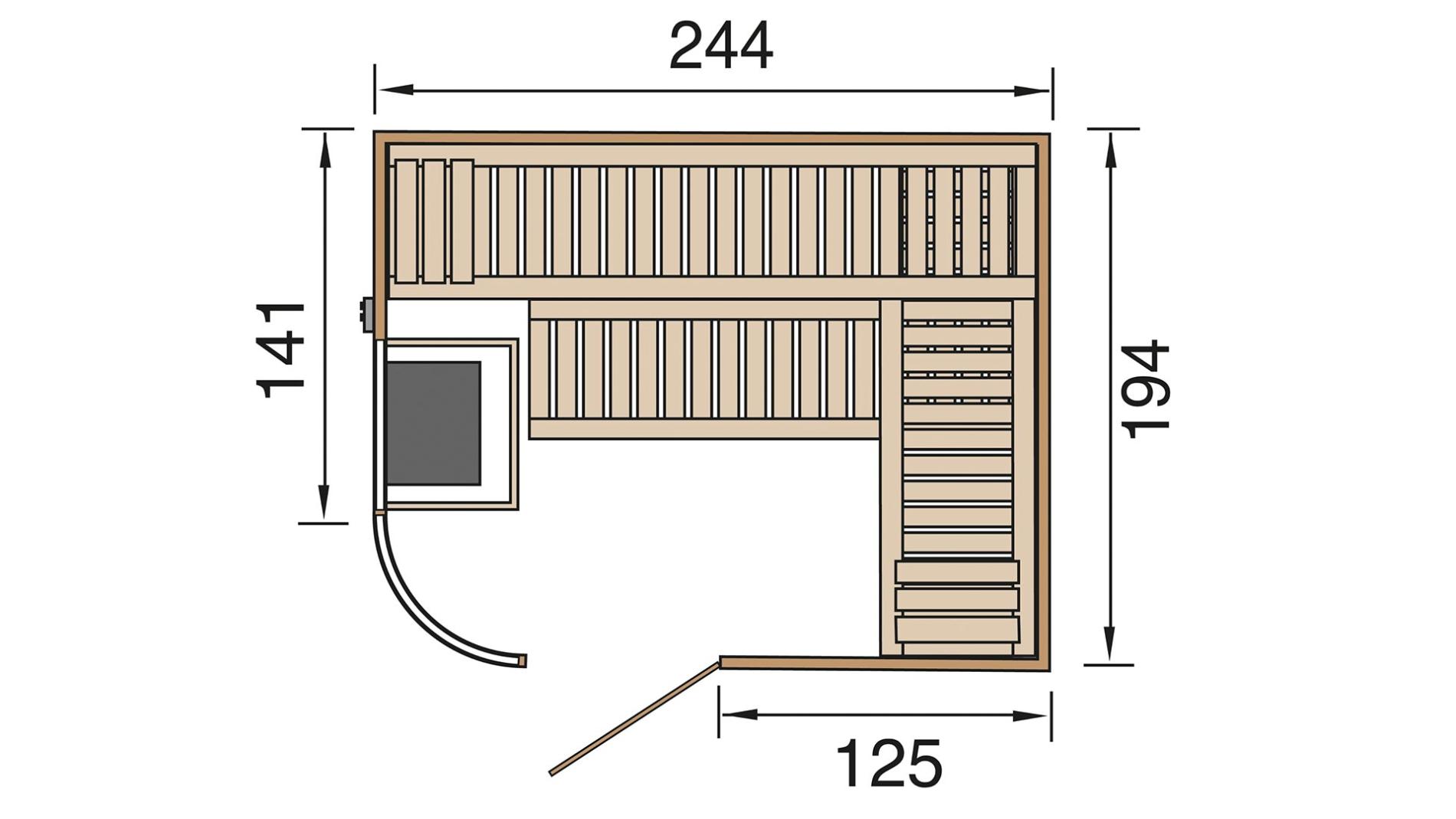 Finse Sauna | Vurenhout | 244x194 | 9 kW Klassieke oven | 8EMAI2 galerijafbeelding 2