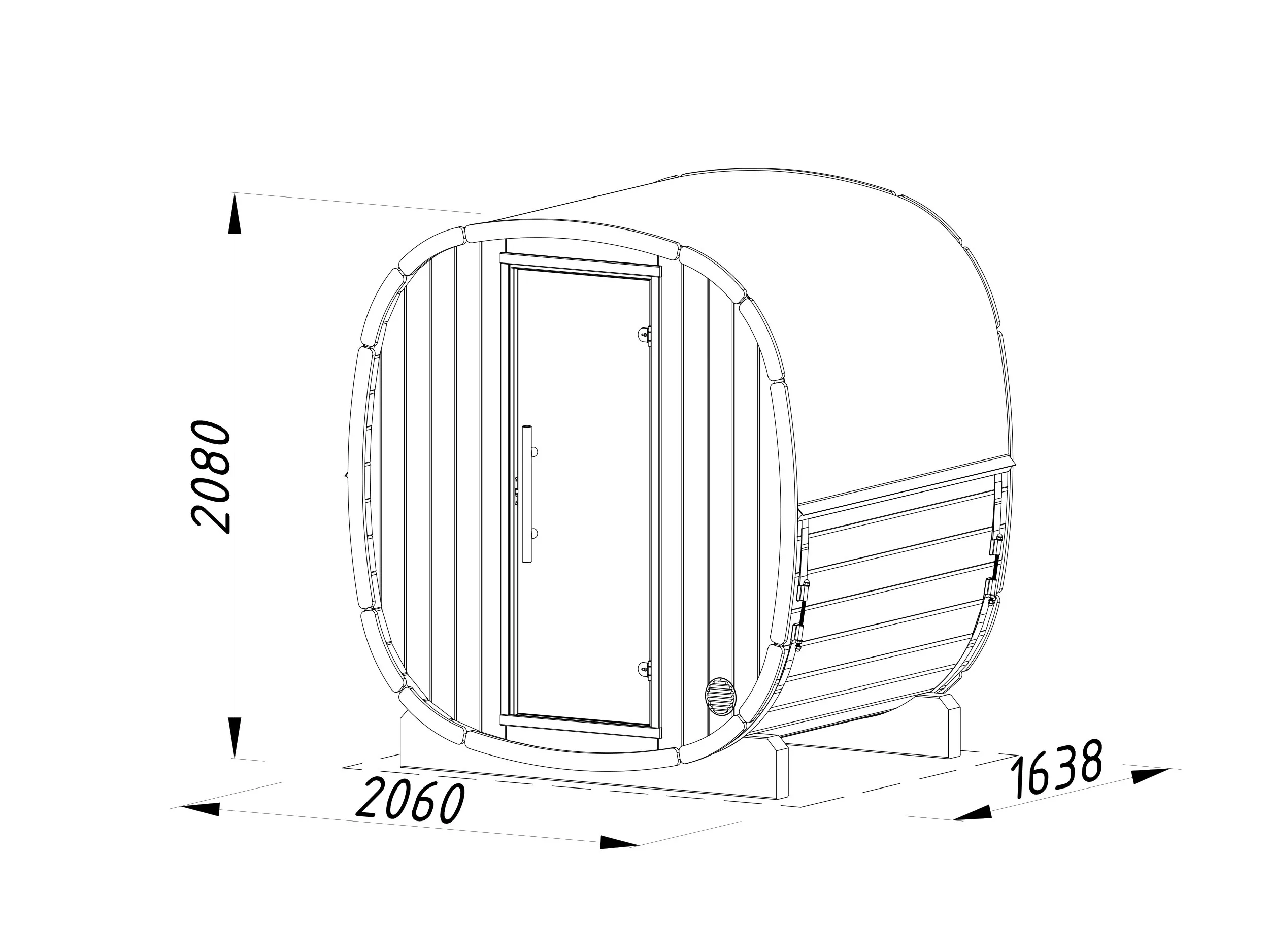 Barrel sauna | Vurenhout | 200x160 | Zonder kachel | 3EEZOW galerijafbeelding 4