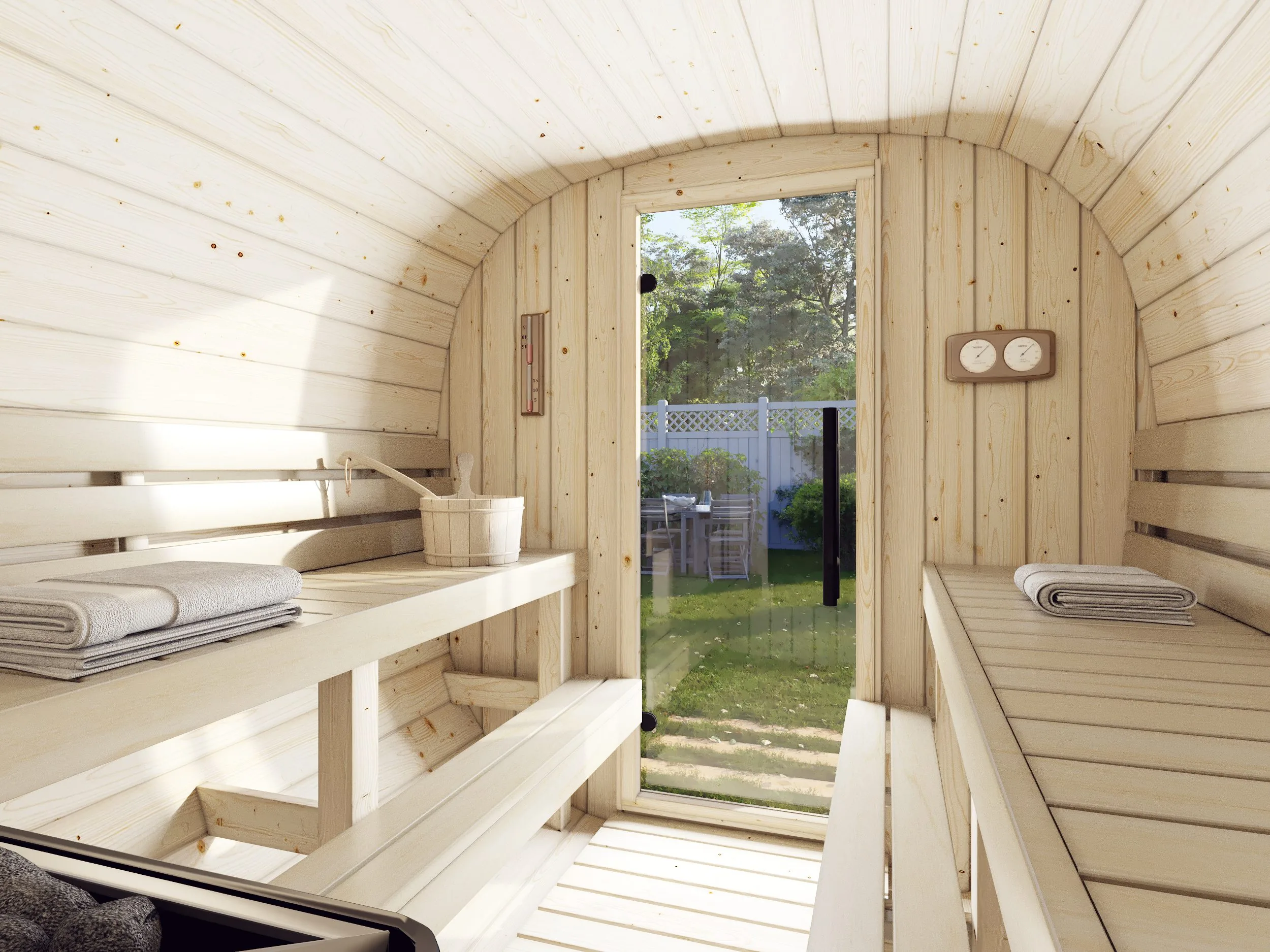Barrel sauna | Vurenhout | 200x220 | Zonder kachel | NAKPP2 galerijafbeelding 3