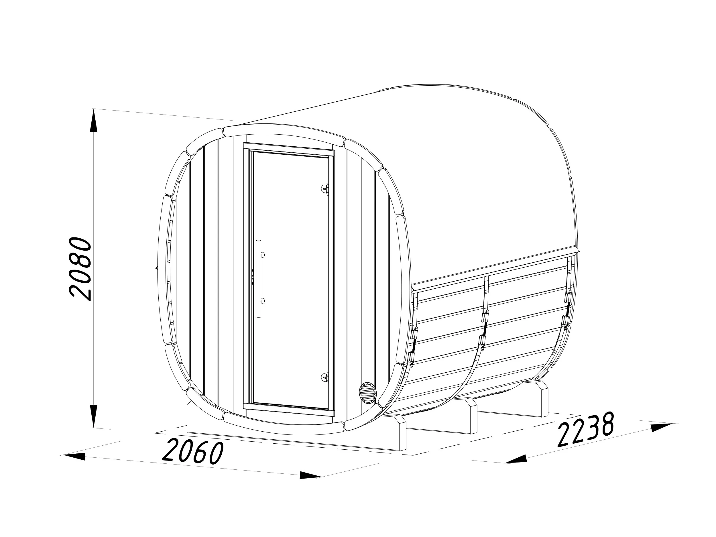 Barrel sauna | Vurenhout | 200x220 | Zonder kachel | NAKPP2 galerijafbeelding 4