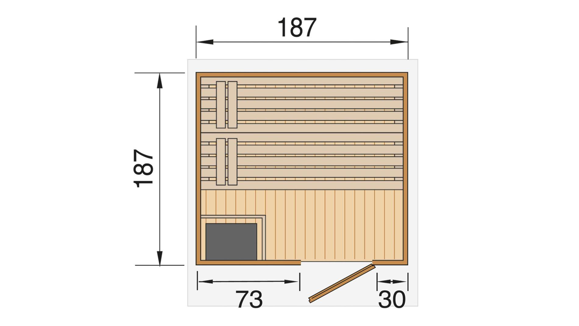Finse Sauna | Spar | 210x249 | Bescherming voor de kachel | NU6V80 galerijafbeelding 2