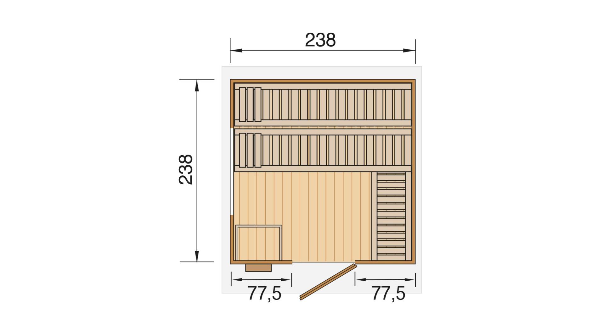 Finse sauna | 263x298 | Zonder kachel | PGS1RN galerijafbeelding 2