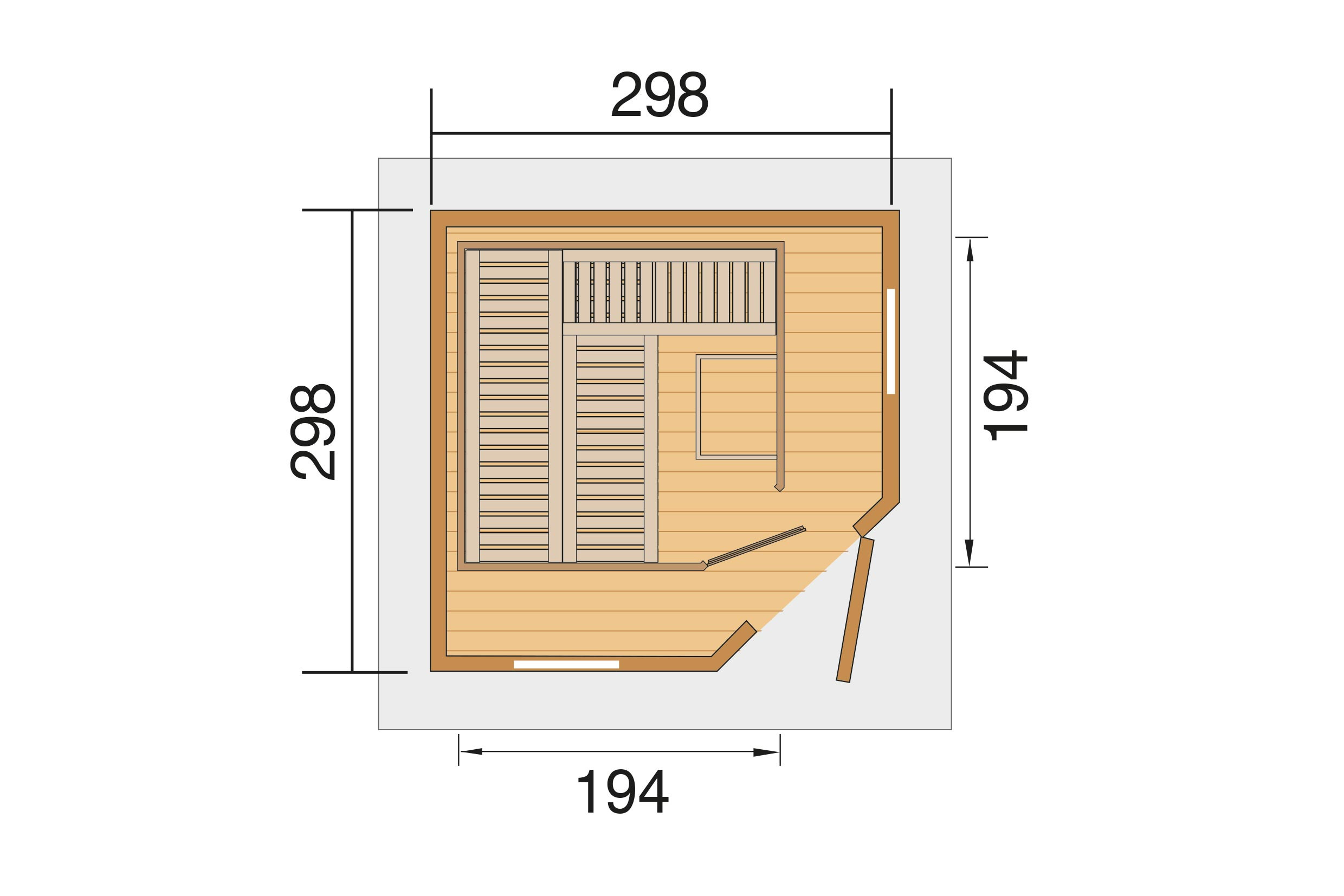 Finse Sauna | Vurenhout | 179x179 | Zonder kachel | 2ALTJU galerijafbeelding 2