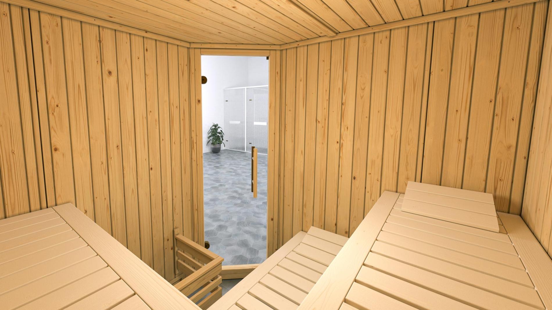 Finse Sauna | Vurenhout | 179x179 | Zonder kachel | 2ALTJU galerijafbeelding 4