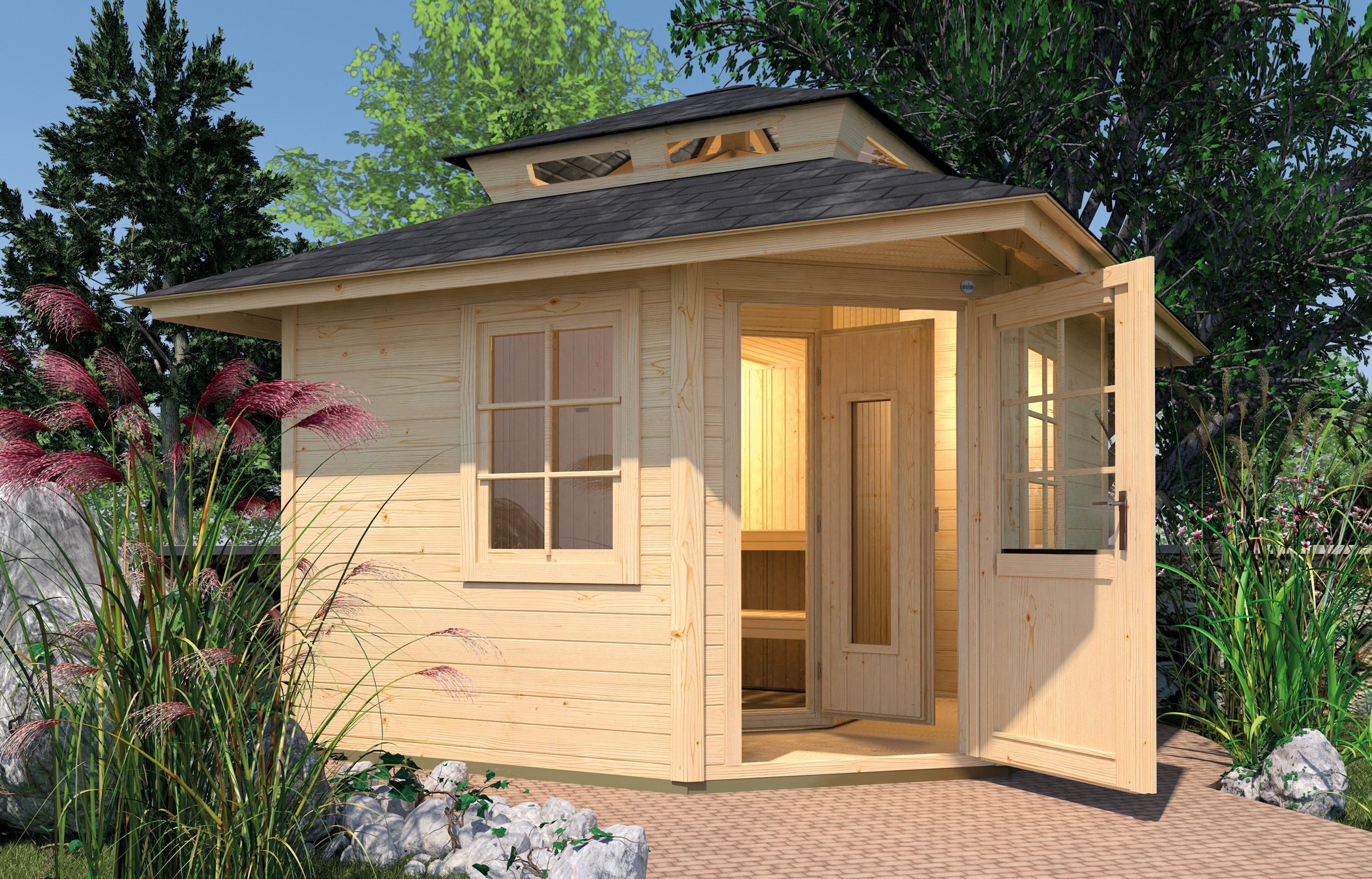 Finse Sauna | Vurenhout | 179x179 | Zonder kachel | 2ALTJU galerijafbeelding 6