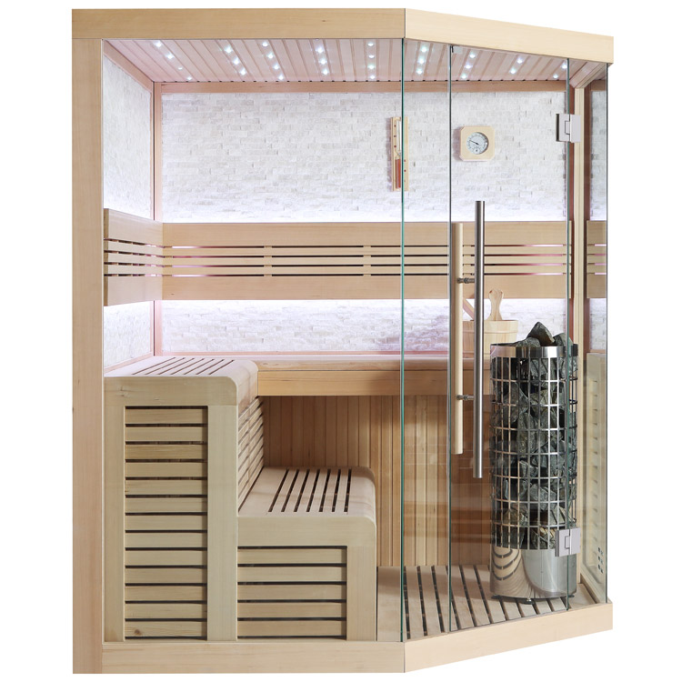 Finse Sauna | Hemlock | 180x180 | 9kW Virta Bi-O | O6656P galerijafbeelding 1