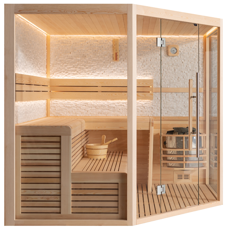 Finse Sauna | Dennen | 220x220 | 9kW Viking Bi-O | HAXABJA galerijafbeelding 11