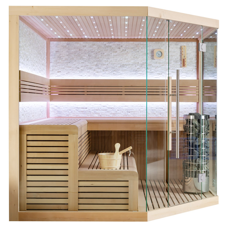 Finse Sauna | Hemlock | 220x220 | 9kW Virta | R6656N galerijafbeelding 11